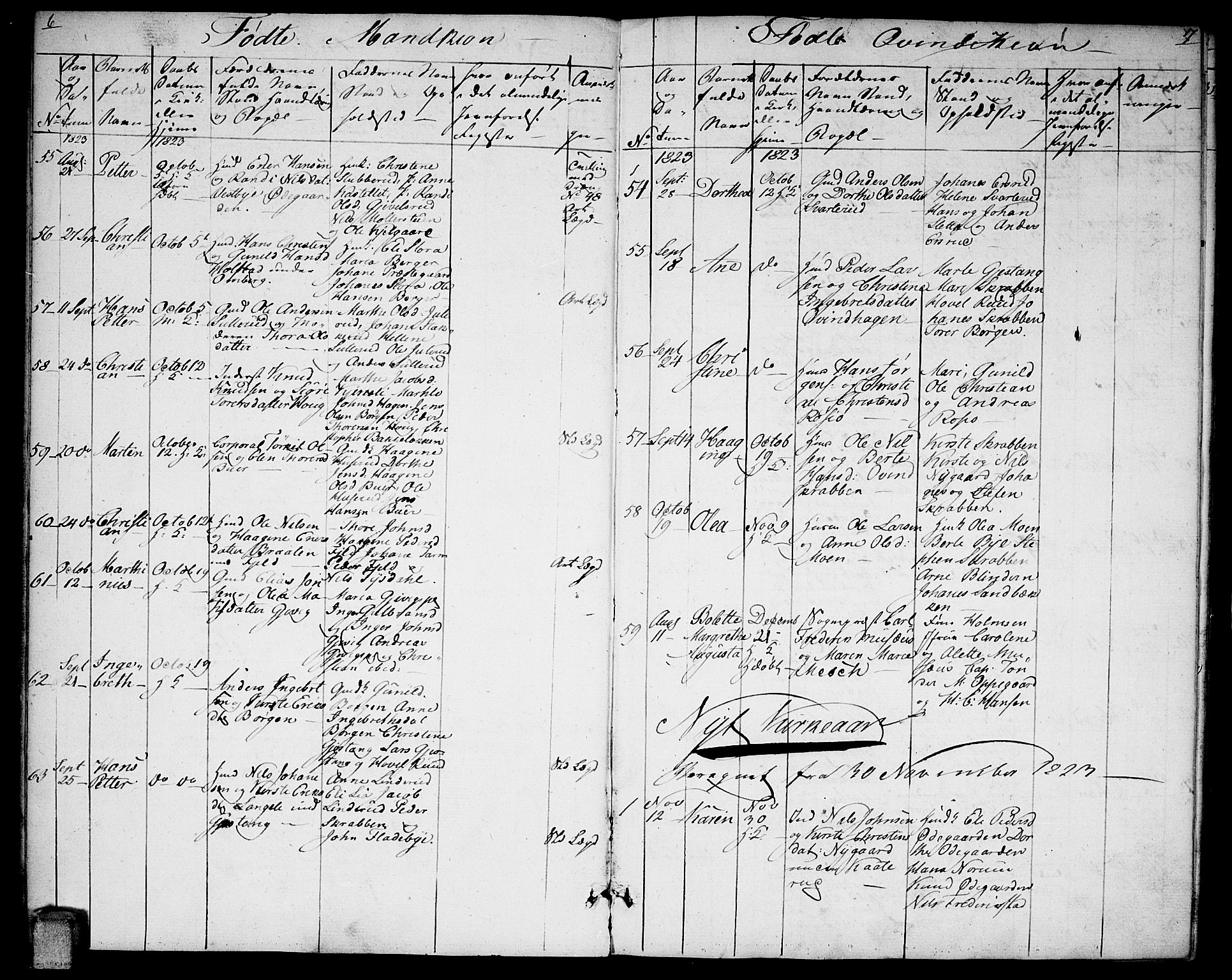 Enebakk prestekontor Kirkebøker, SAO/A-10171c/F/Fa/L0007: Parish register (official) no. I 7, 1823-1832, p. 6-7