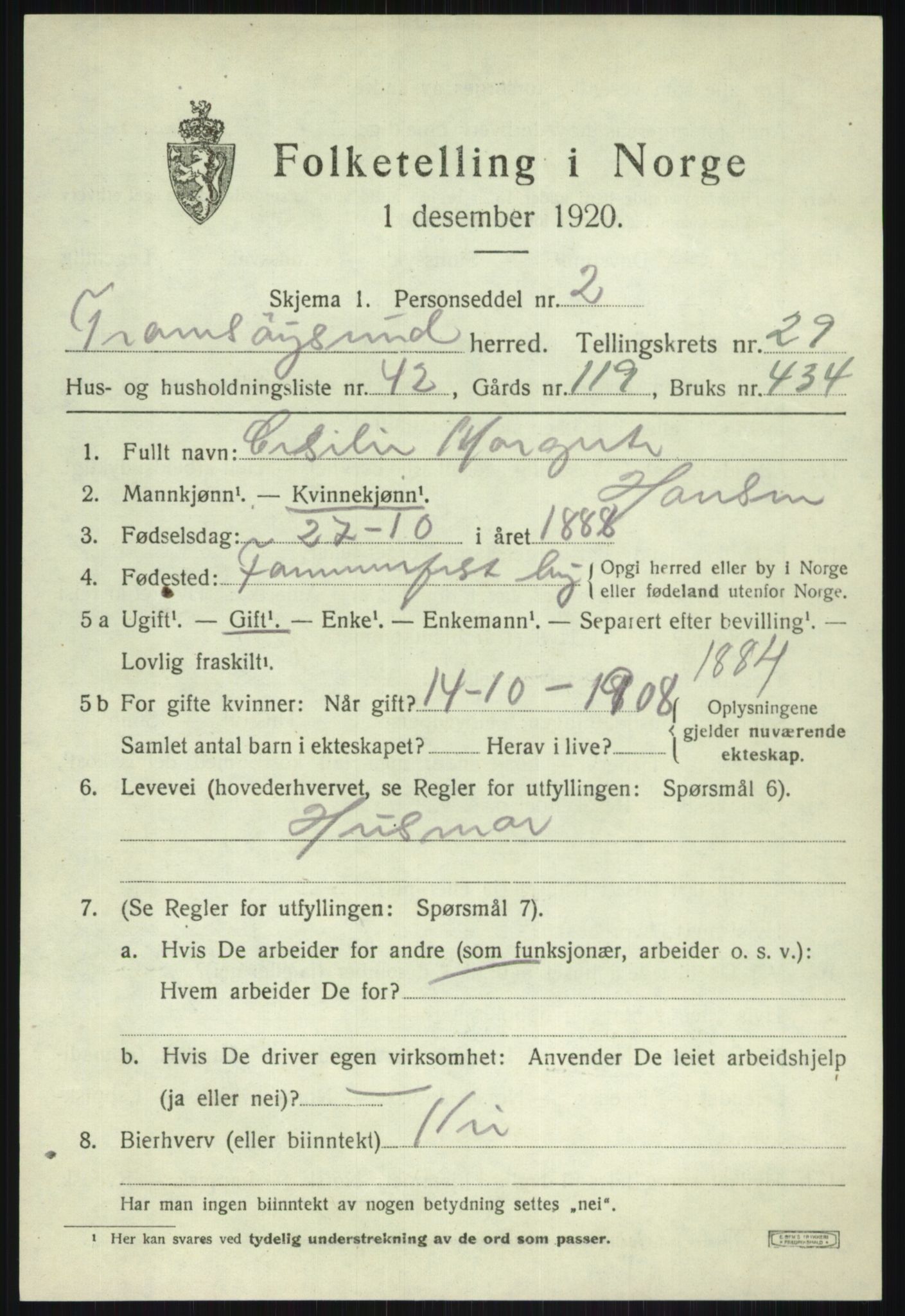SATØ, 1920 census for Tromsøysund, 1920, p. 13860
