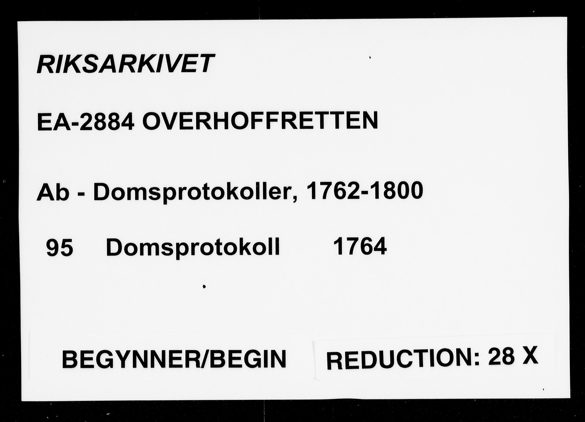 Overhoffretten 1667-1797, AV/RA-EA-2884/Ab/L0095: Domsprotokoll, 1764