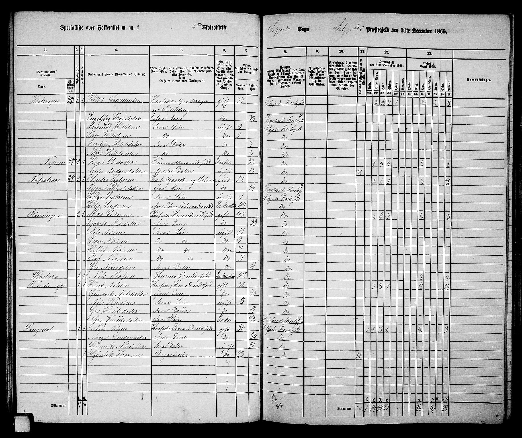 RA, 1865 census for Seljord, 1865, p. 56