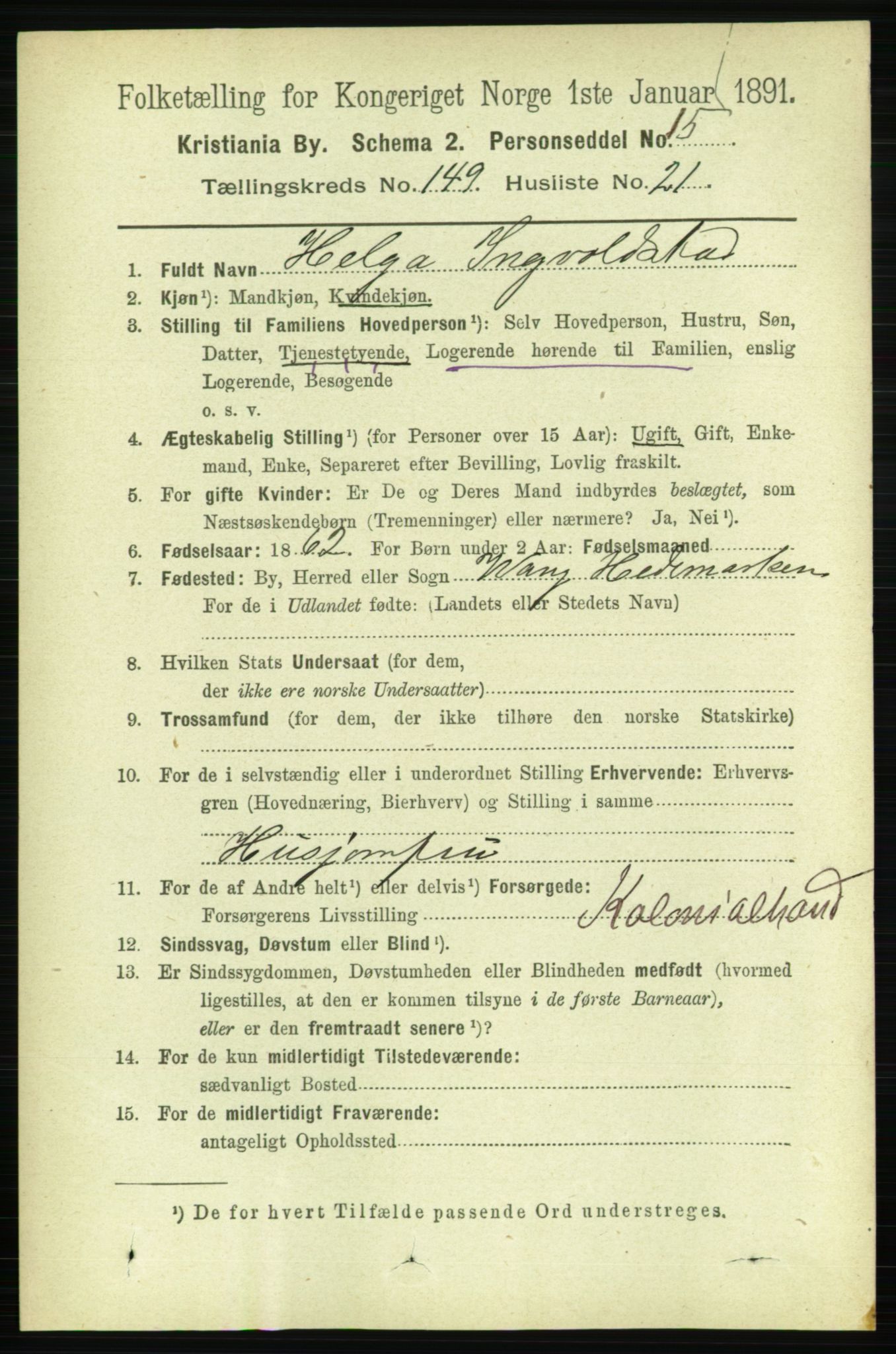 RA, 1891 census for 0301 Kristiania, 1891, p. 83590