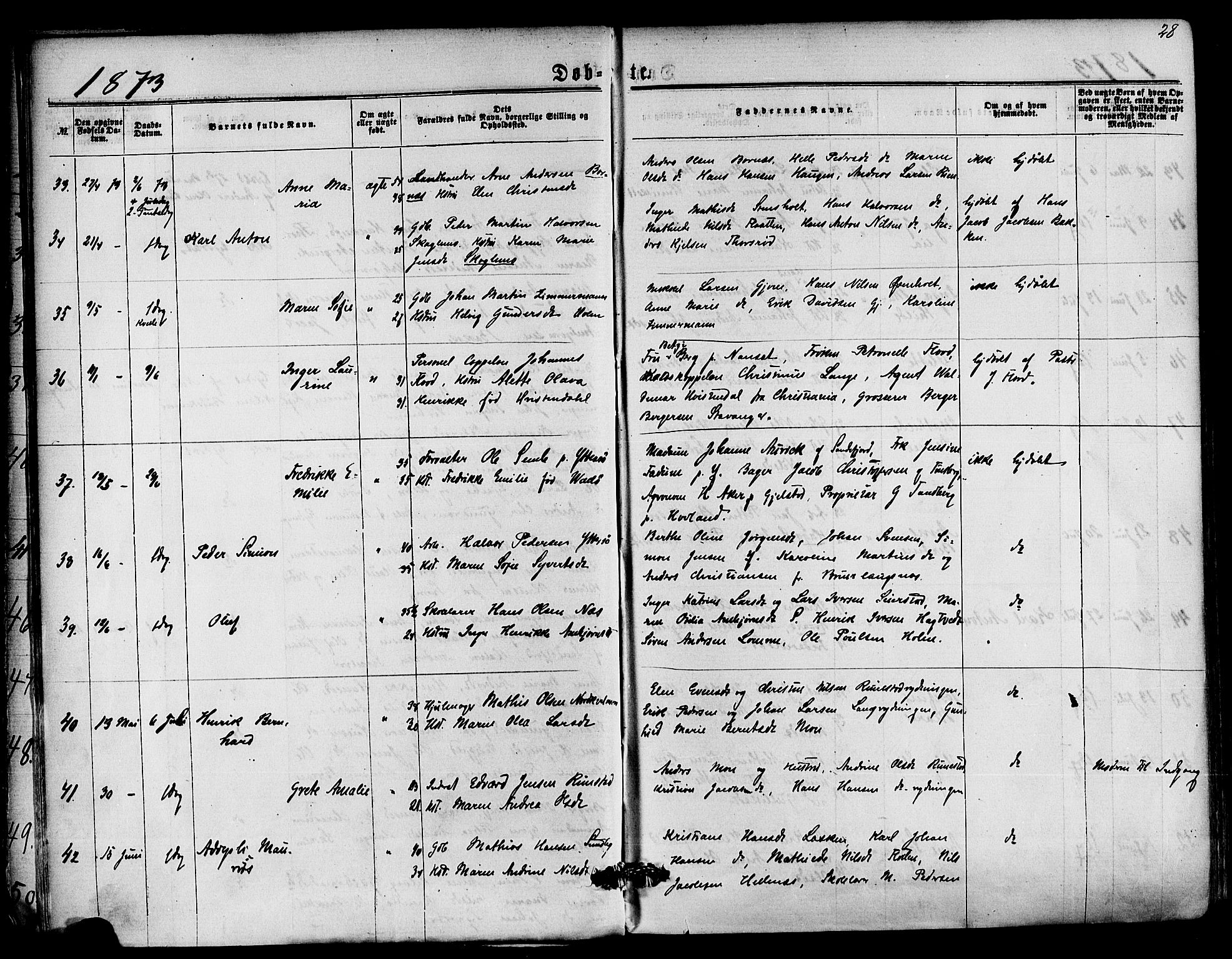 Hedrum kirkebøker, AV/SAKO-A-344/F/Fa/L0008: Parish register (official) no. I 8, 1869-1880, p. 28