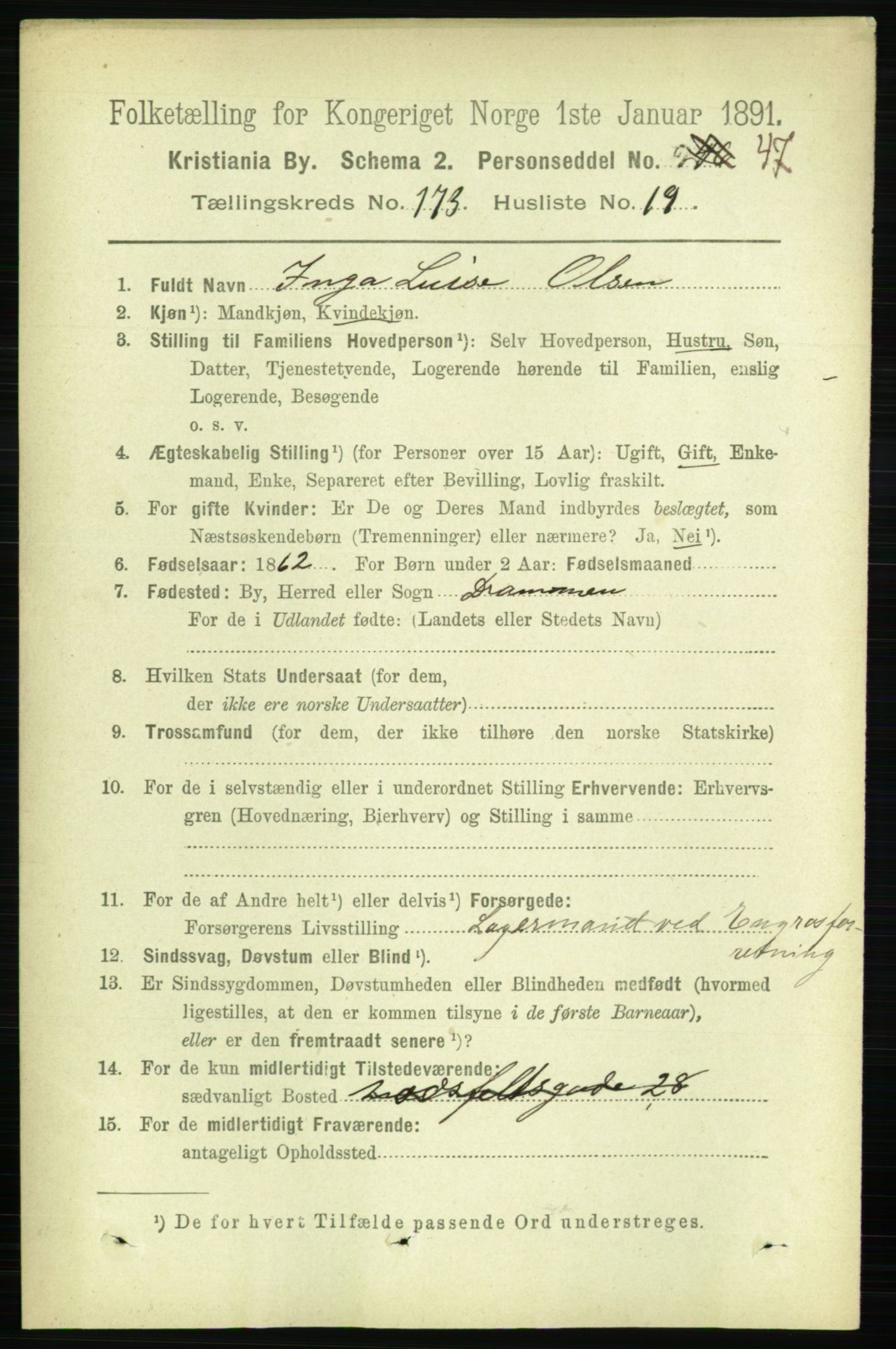 RA, 1891 census for 0301 Kristiania, 1891, p. 103743