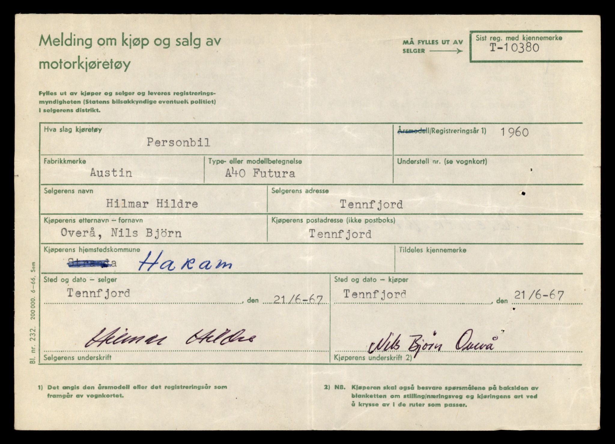 Møre og Romsdal vegkontor - Ålesund trafikkstasjon, SAT/A-4099/F/Fe/L0020: Registreringskort for kjøretøy T 10351 - T 10470, 1927-1998, p. 863