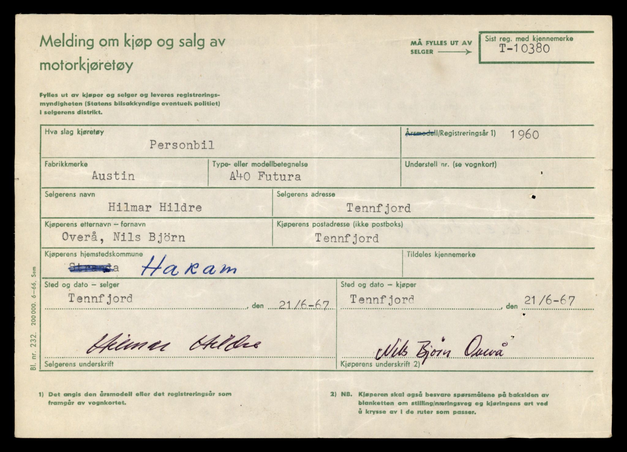 Møre og Romsdal vegkontor - Ålesund trafikkstasjon, AV/SAT-A-4099/F/Fe/L0020: Registreringskort for kjøretøy T 10351 - T 10470, 1927-1998, p. 863