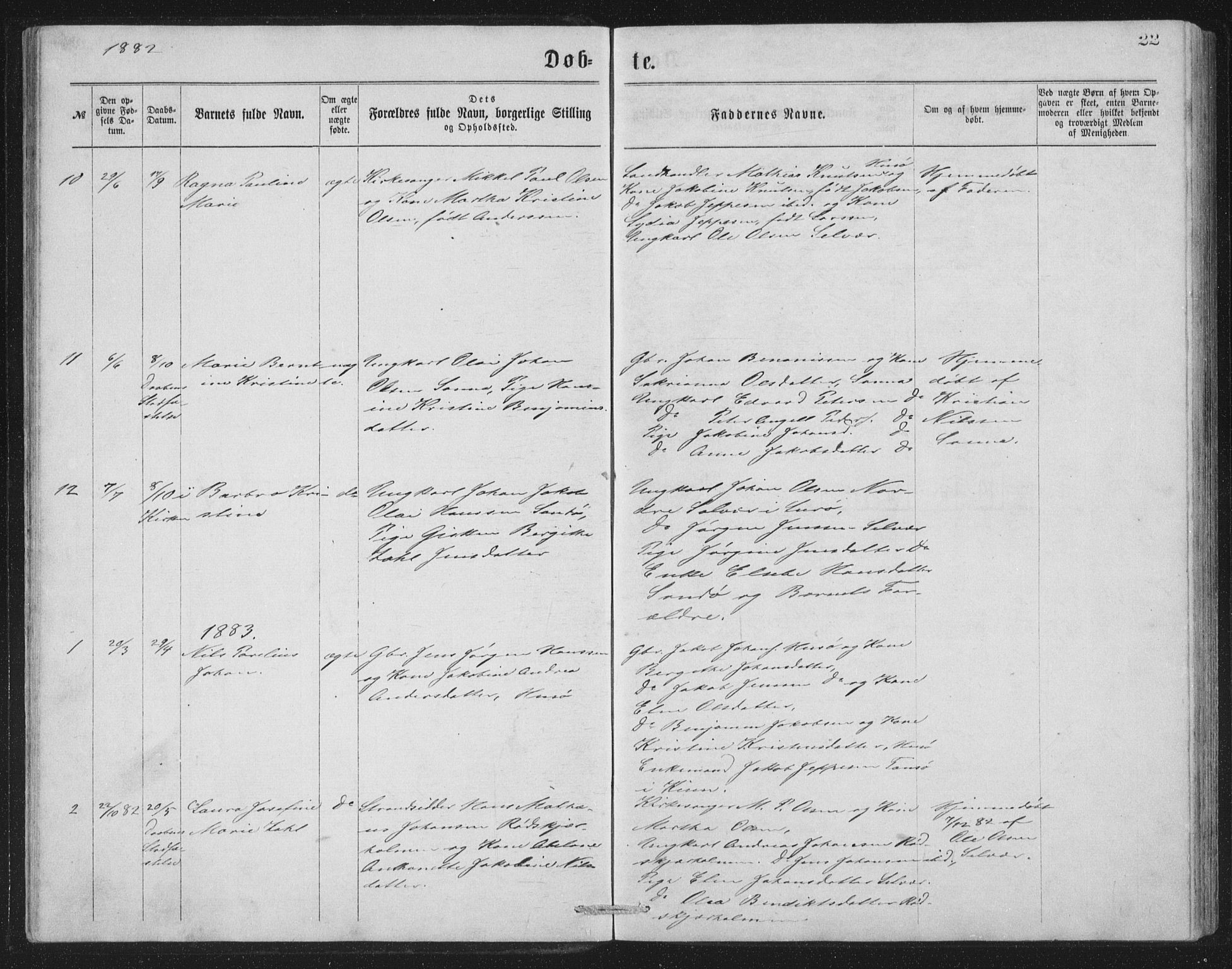 Ministerialprotokoller, klokkerbøker og fødselsregistre - Nordland, AV/SAT-A-1459/840/L0582: Parish register (copy) no. 840C02, 1874-1900, p. 22