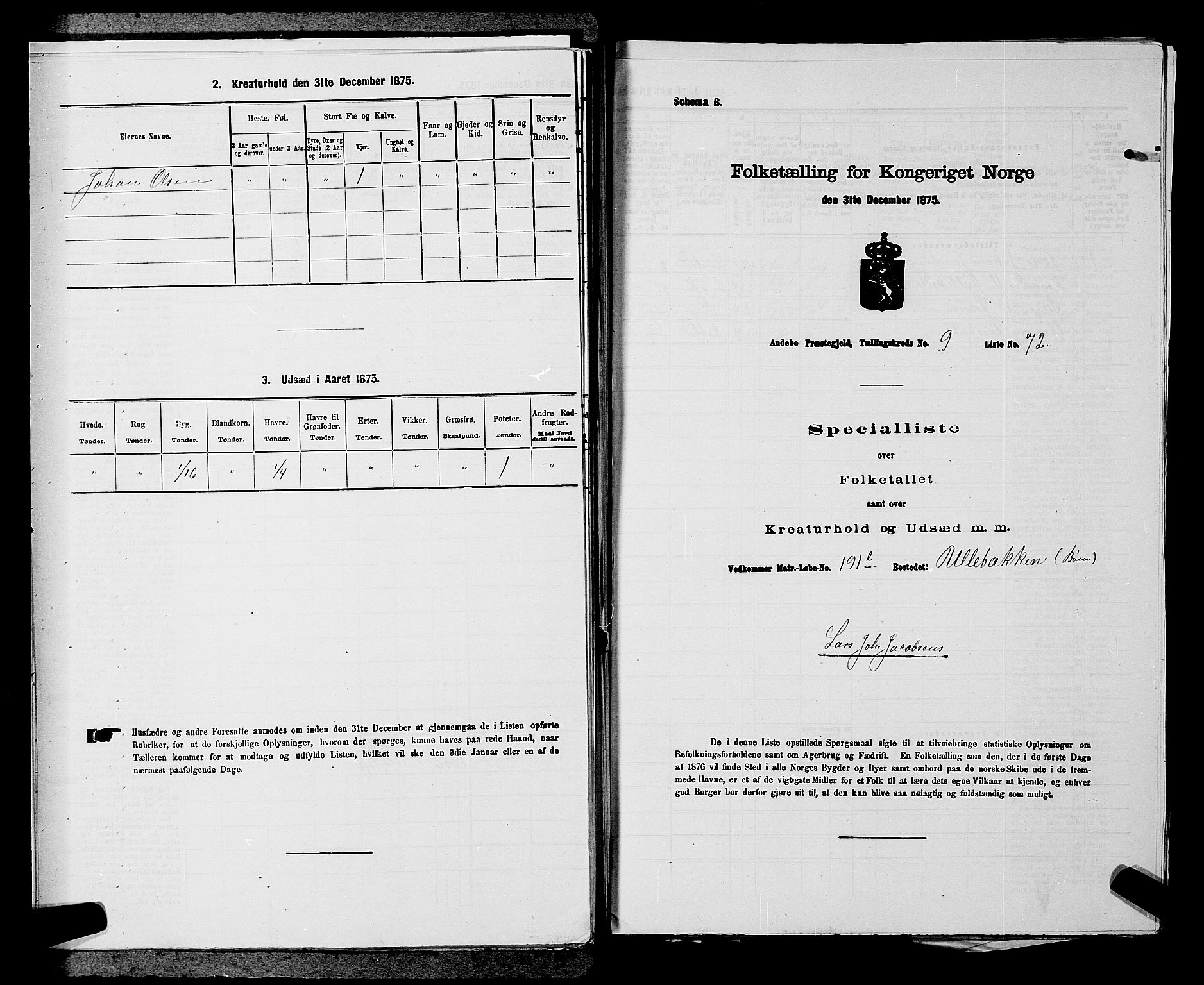 SAKO, 1875 census for 0719P Andebu, 1875, p. 1019