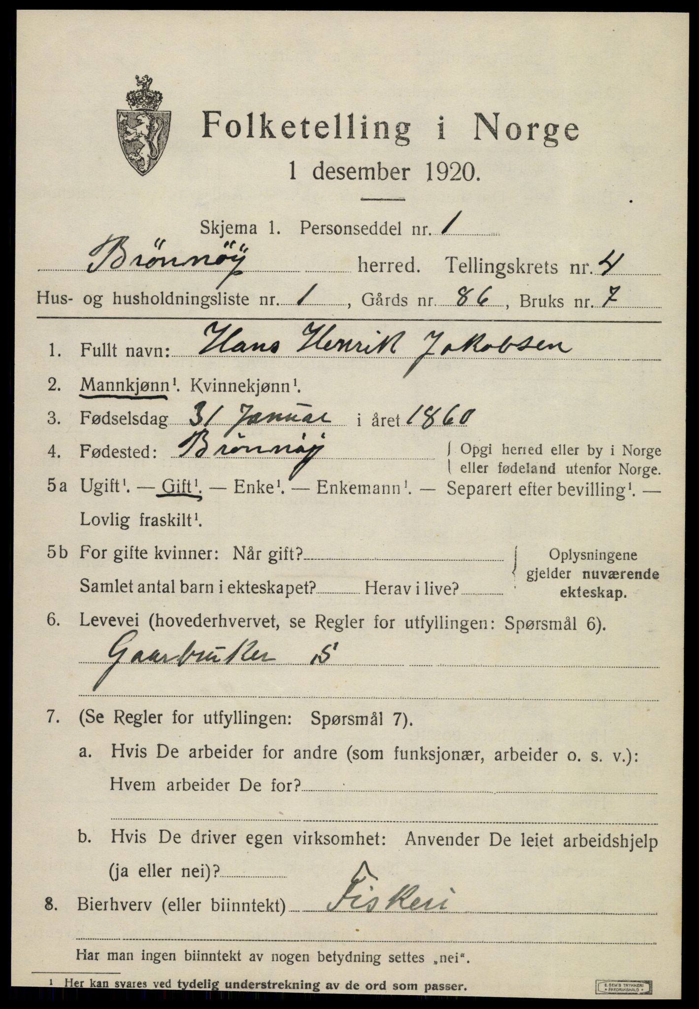 SAT, 1920 census for Brønnøy, 1920, p. 3304
