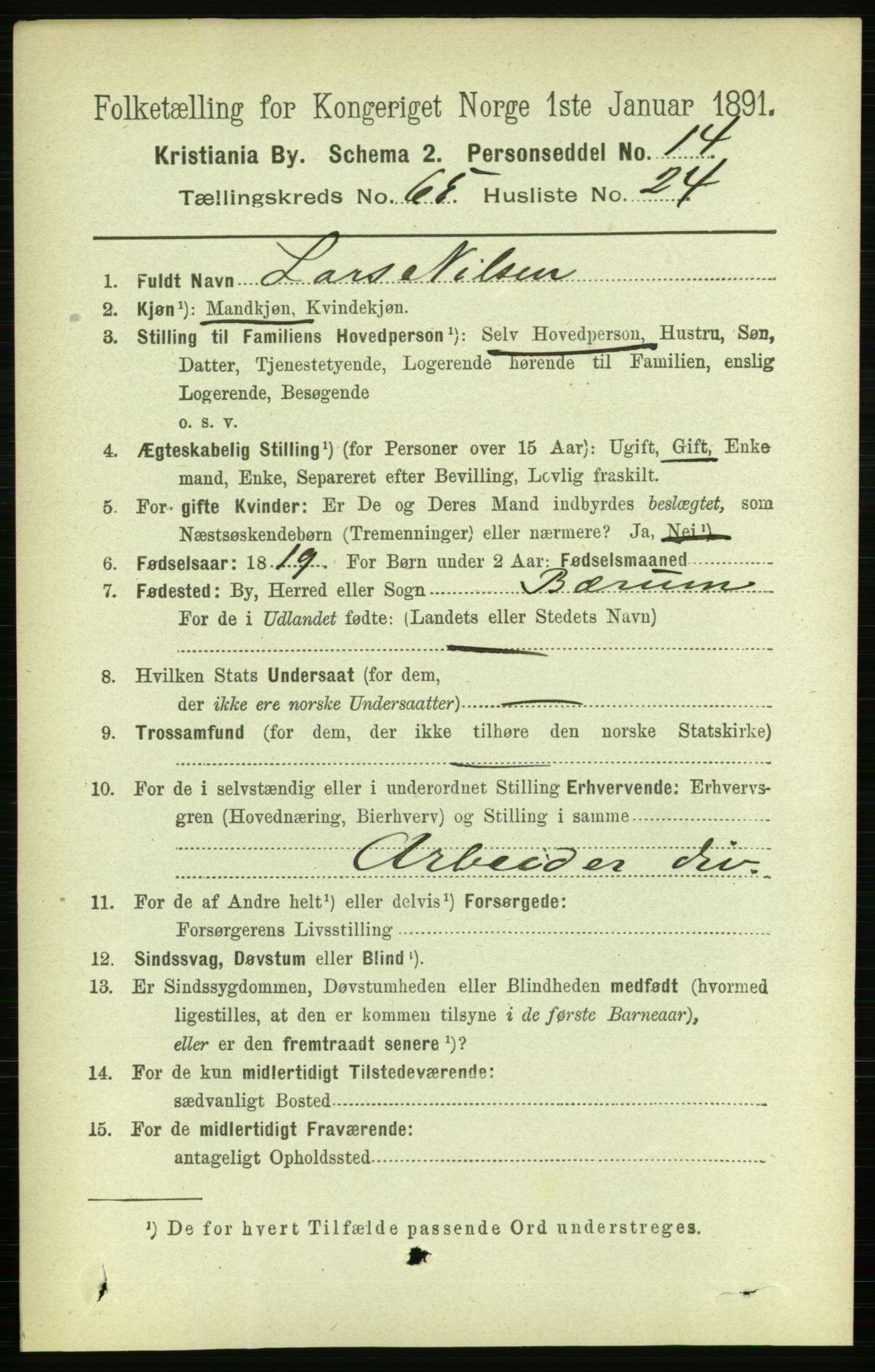 RA, 1891 census for 0301 Kristiania, 1891, p. 35536