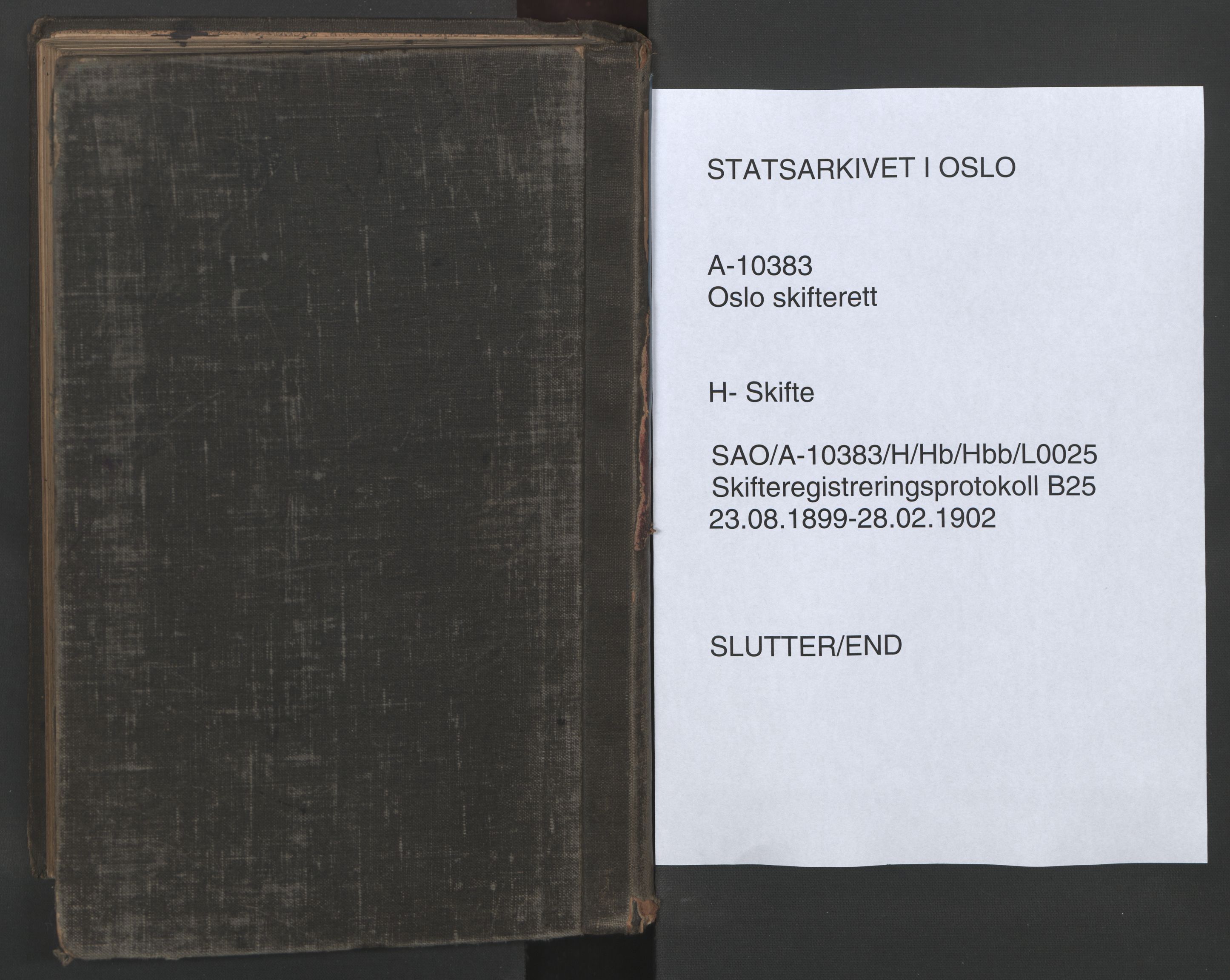 Oslo skifterett, AV/SAO-A-10383/H/Hb/Hbb/L0025: Skifteregistreringsprotokoll, 1899-1902