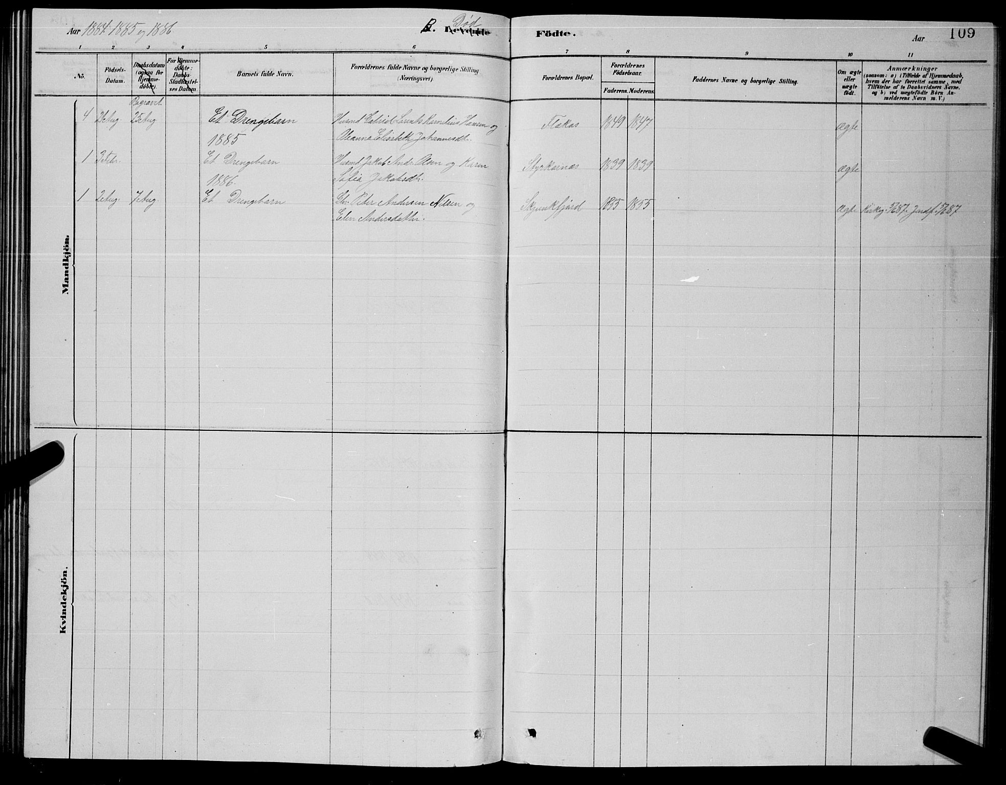 Ministerialprotokoller, klokkerbøker og fødselsregistre - Nordland, AV/SAT-A-1459/853/L0776: Parish register (copy) no. 853C04, 1878-1889, p. 109