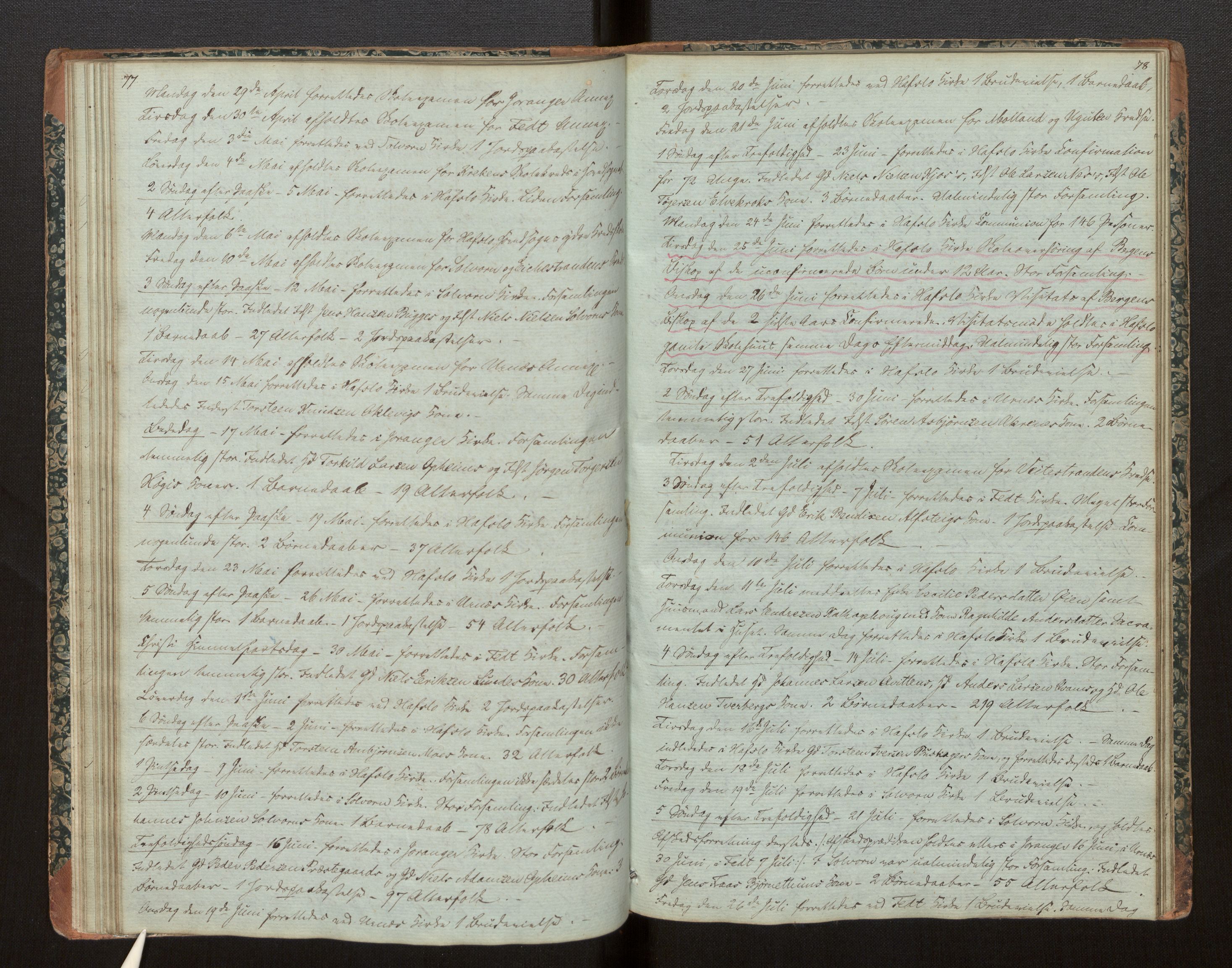 Hafslo sokneprestembete, SAB/A-80301/H/Haa/Haaf/L0002: Diary records no. F 2, 1854-1879, p. 77-78