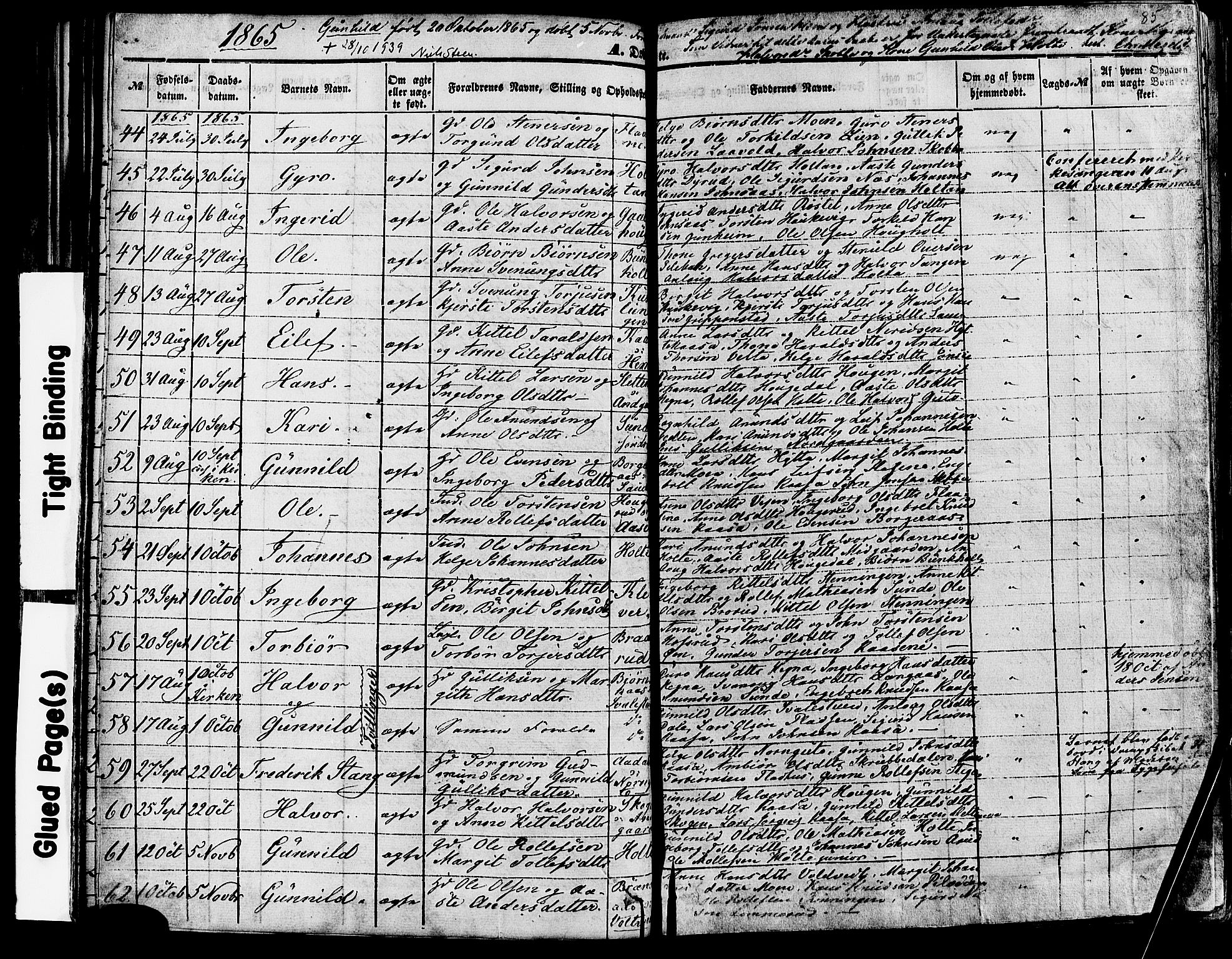 Sauherad kirkebøker, SAKO/A-298/F/Fa/L0007: Parish register (official) no. I 7, 1851-1873, p. 85