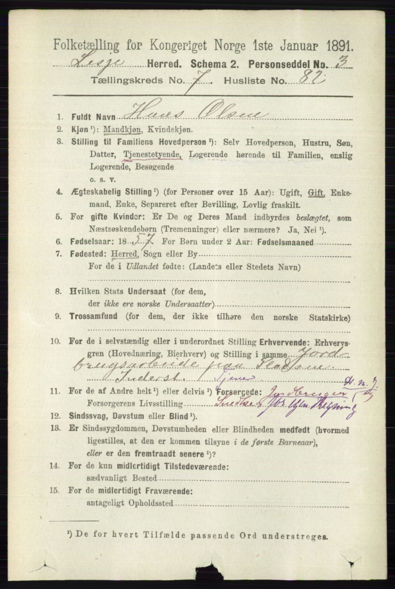 RA, 1891 census for 0512 Lesja, 1891, p. 2901