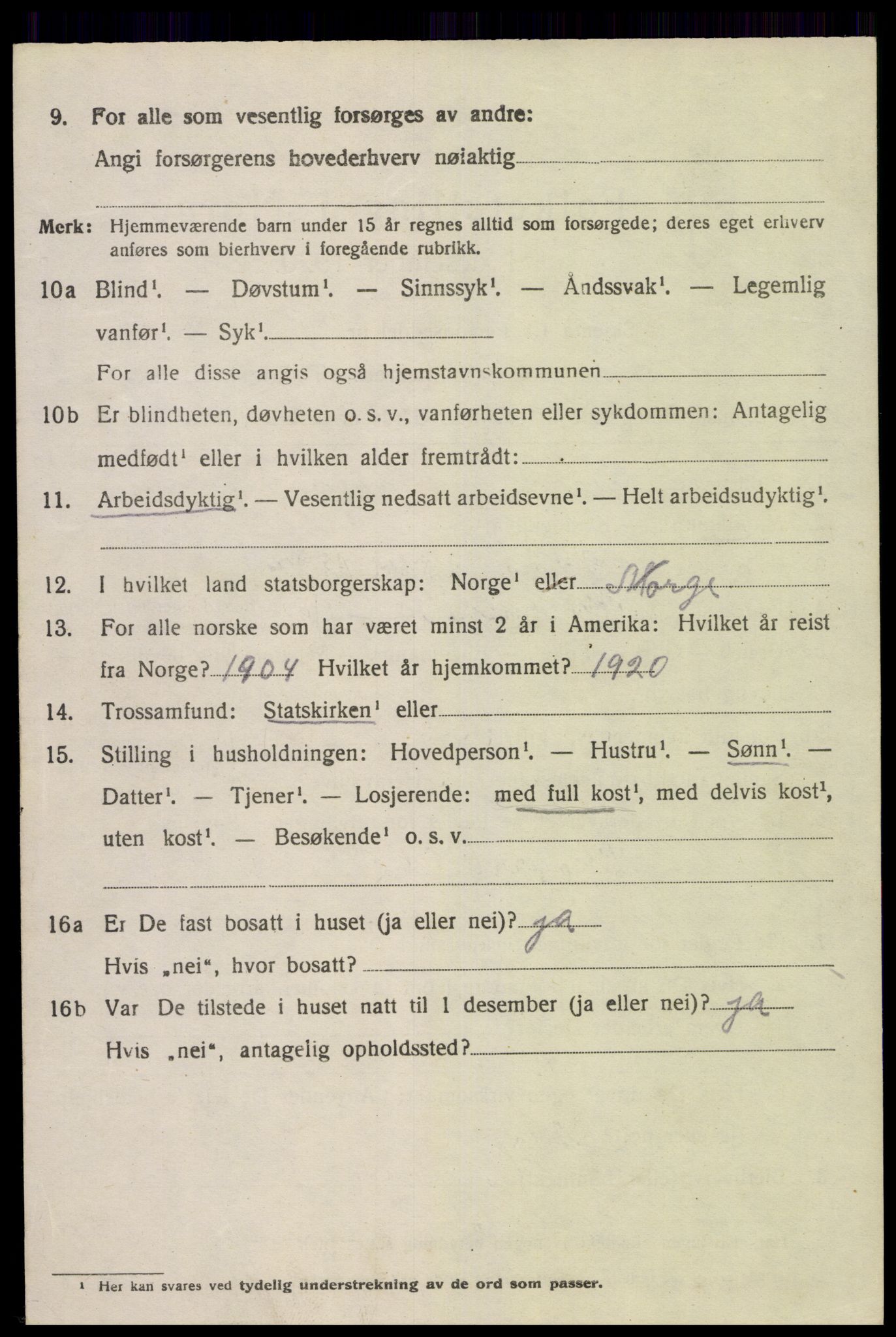 SAK, 1920 census for Kvinesdal, 1920, p. 1942