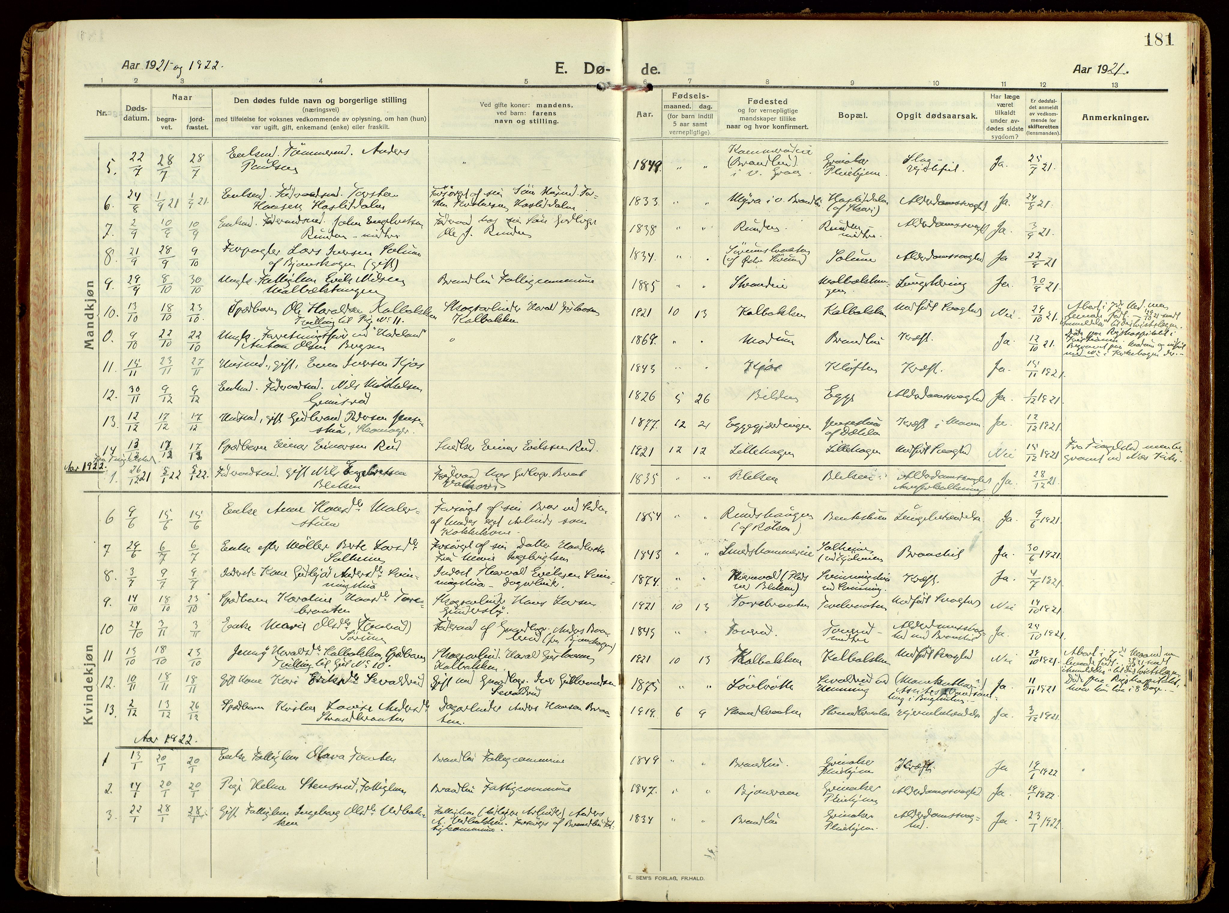 Brandbu prestekontor, AV/SAH-PREST-114/H/Ha/Haa/L0004: Parish register (official) no. 4, 1913-1923, p. 181