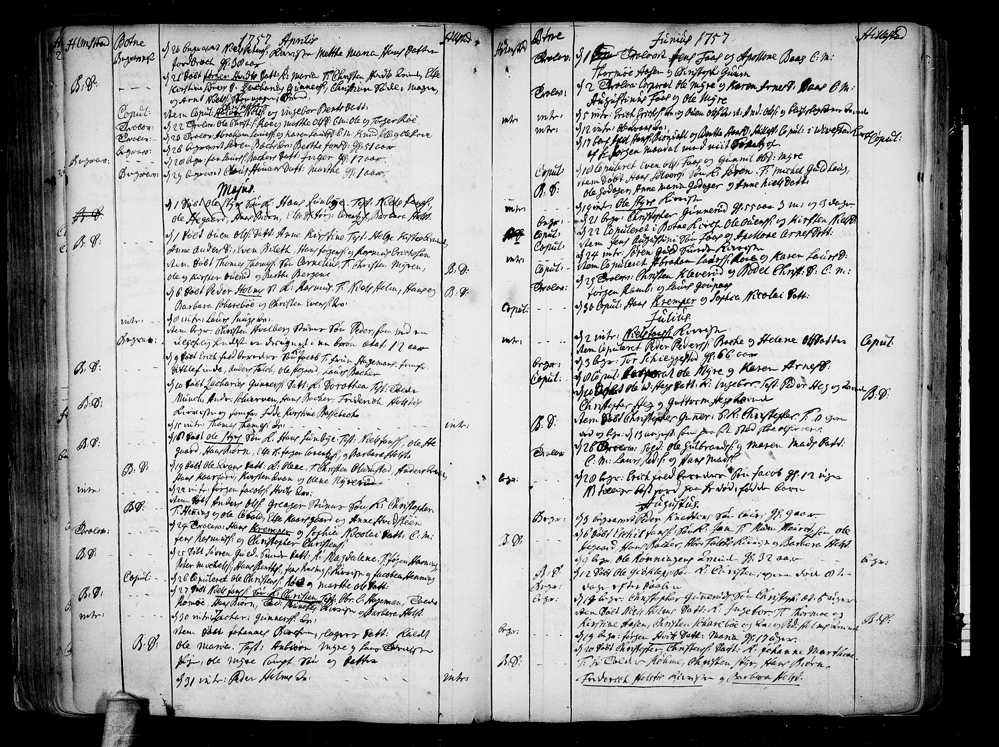Botne kirkebøker, SAKO/A-340/F/Fa/L0001a: Parish register (official) no. I 1A, 1707-1778, p. 212-213