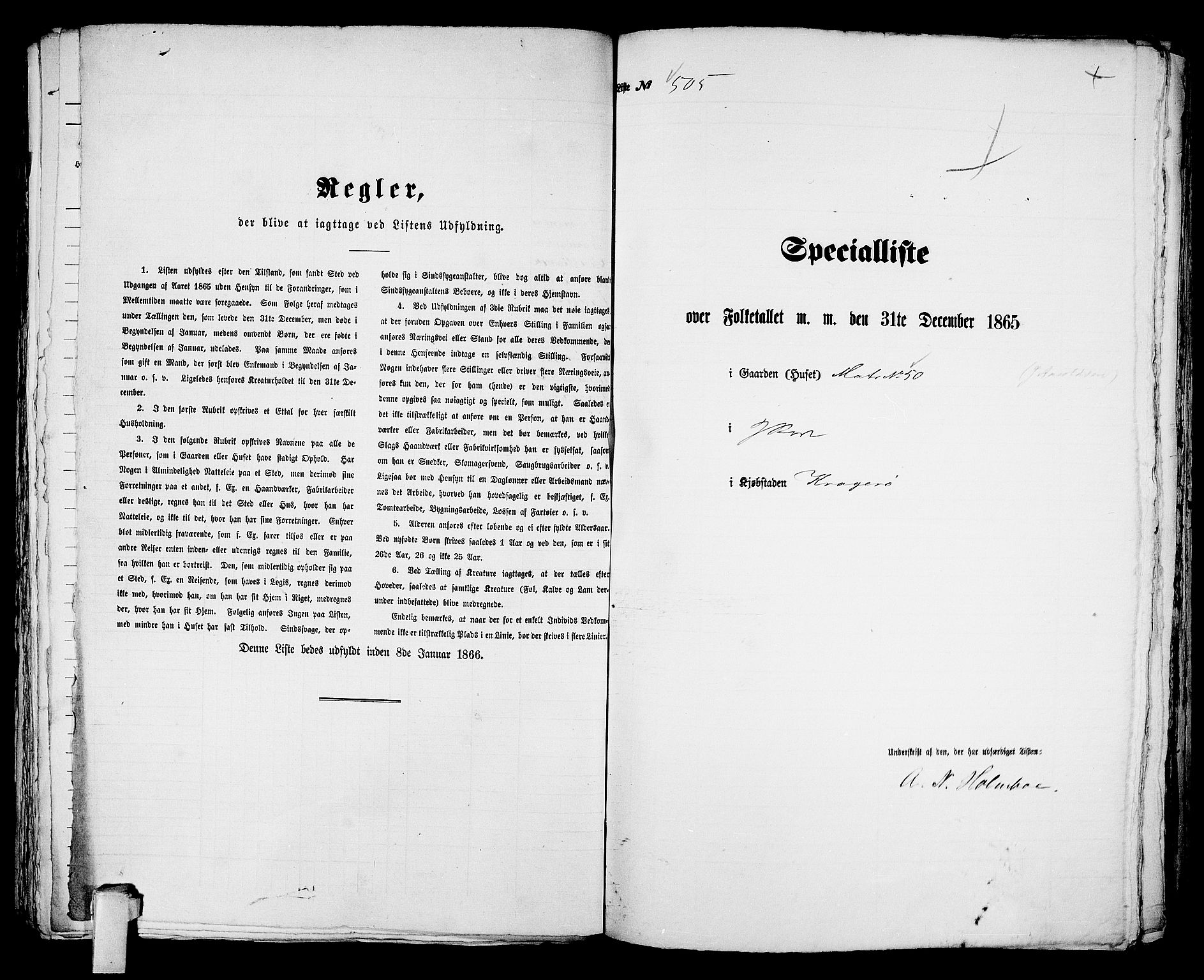 RA, 1865 census for Kragerø/Kragerø, 1865, p. 1026