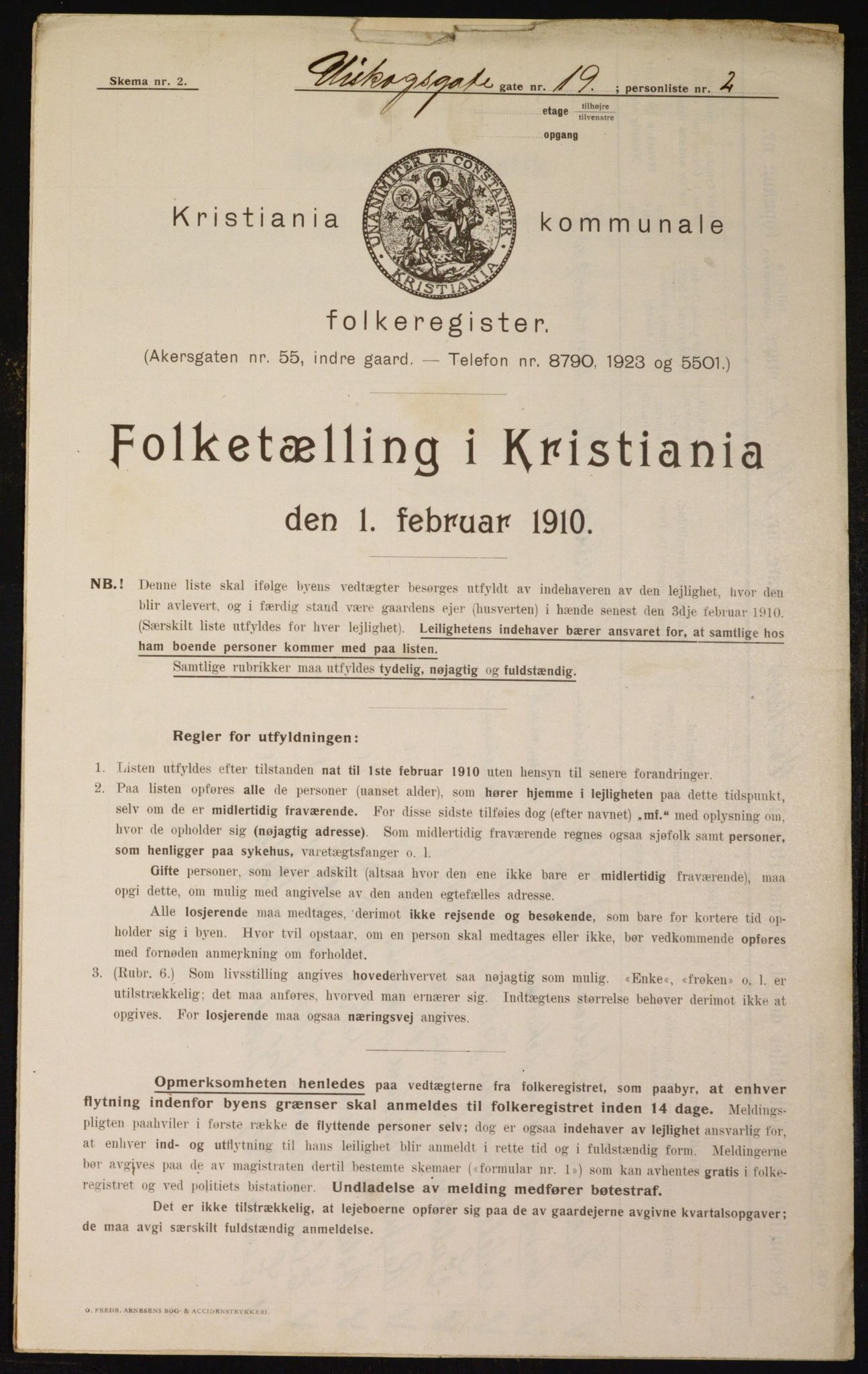 OBA, Municipal Census 1910 for Kristiania, 1910, p. 2525