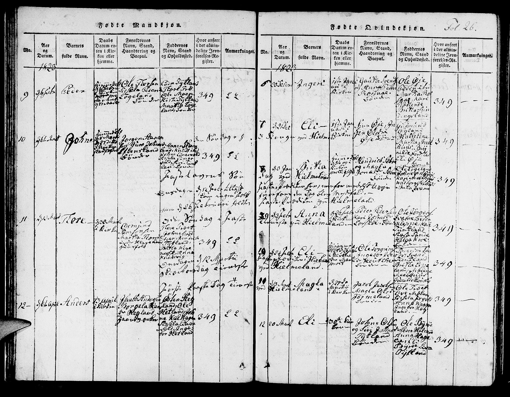 Hjelmeland sokneprestkontor, SAST/A-101843/01/IV/L0003: Parish register (official) no. A 3, 1816-1834, p. 26