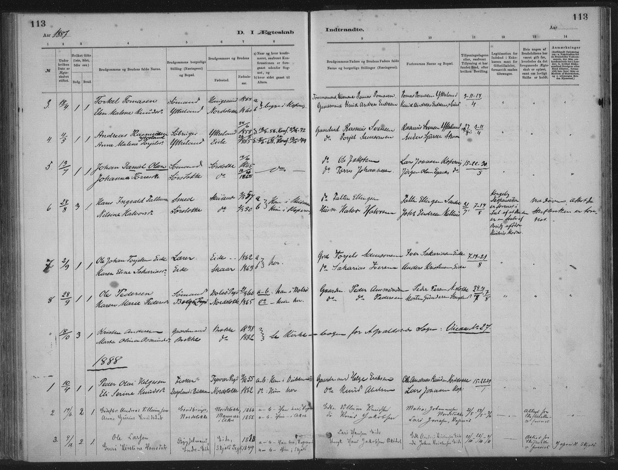 Kopervik sokneprestkontor, SAST/A-101850/H/Ha/Haa/L0002: Parish register (official) no. A 2, 1880-1912, p. 113