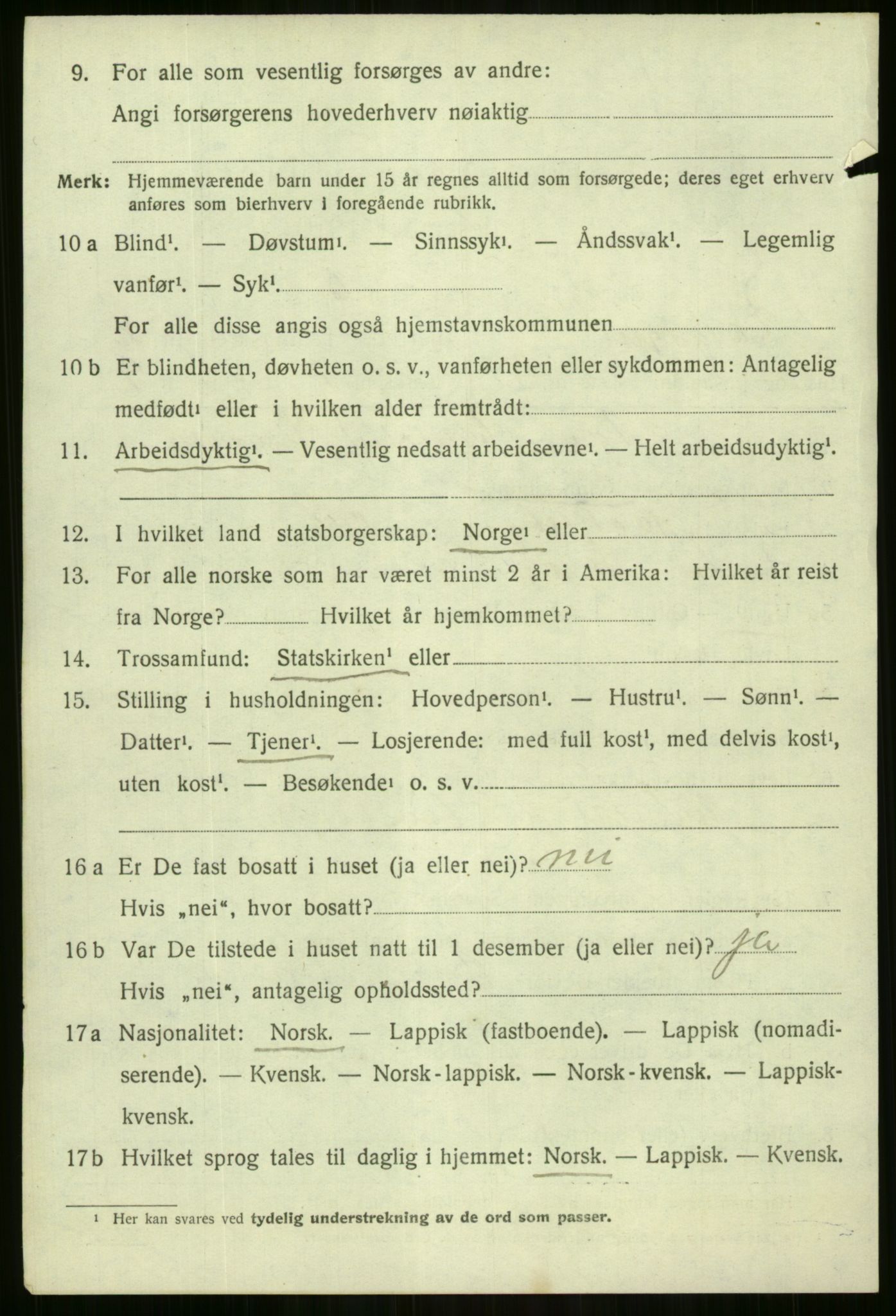 SATØ, 1920 census for Lavangen, 1920, p. 1346