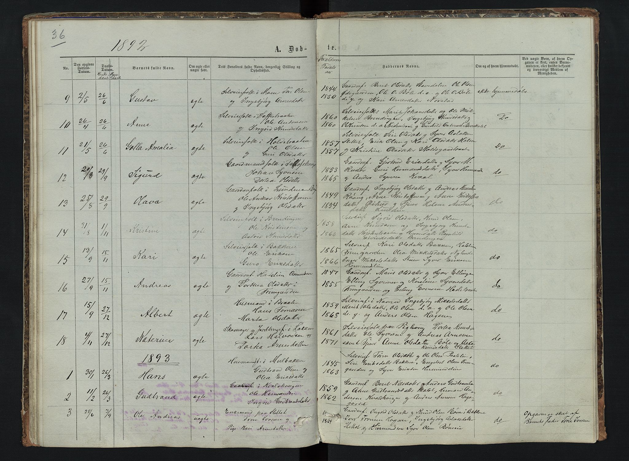 Sør-Aurdal prestekontor, SAH/PREST-128/H/Ha/Hab/L0006: Parish register (copy) no. 6, 1866-1893, p. 36