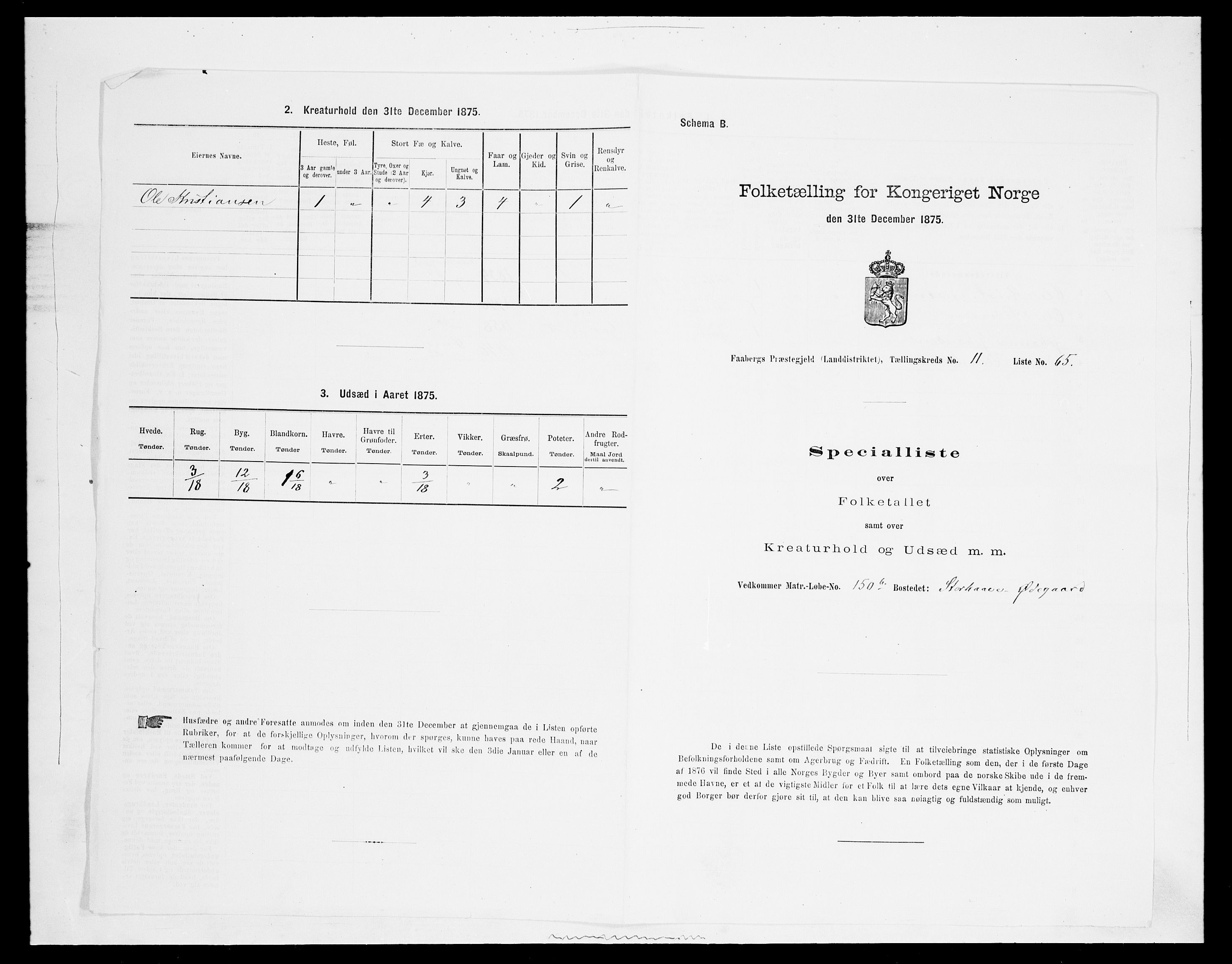 SAH, 1875 census for 0524L Fåberg/Fåberg og Lillehammer, 1875, p. 1450