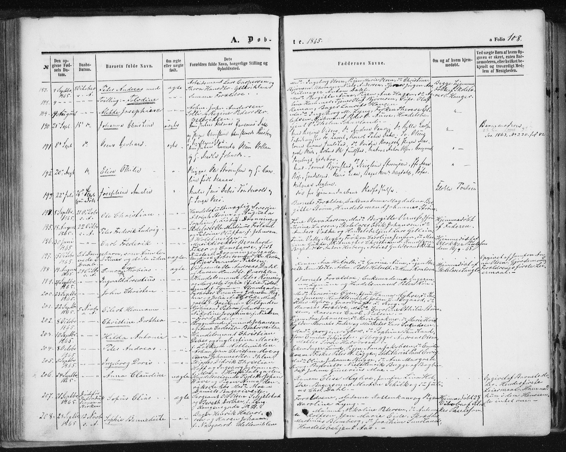 Ministerialprotokoller, klokkerbøker og fødselsregistre - Sør-Trøndelag, SAT/A-1456/602/L0115: Parish register (official) no. 602A13, 1860-1872, p. 108