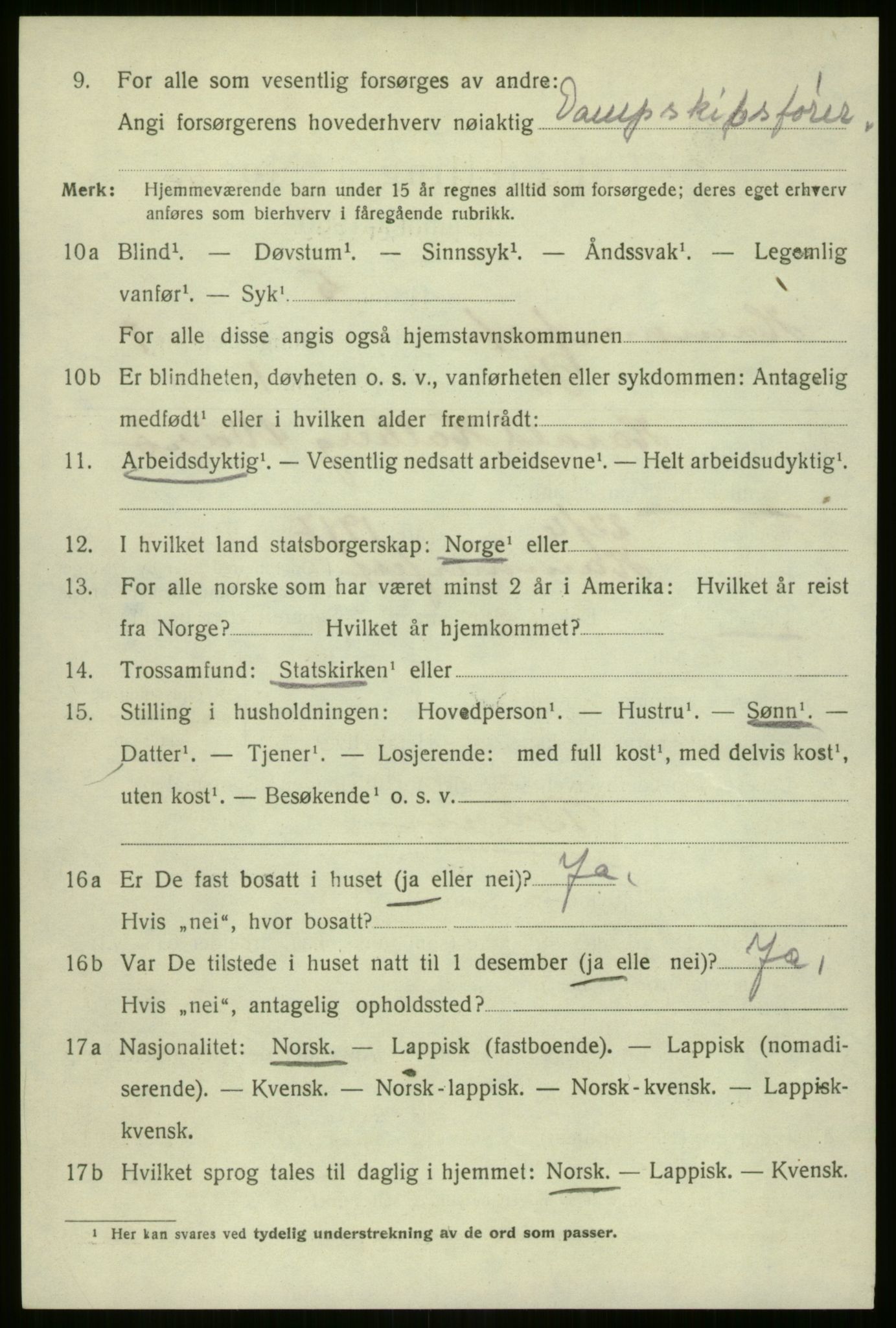 SATØ, 1920 census for Hammerfest, 1920, p. 3023