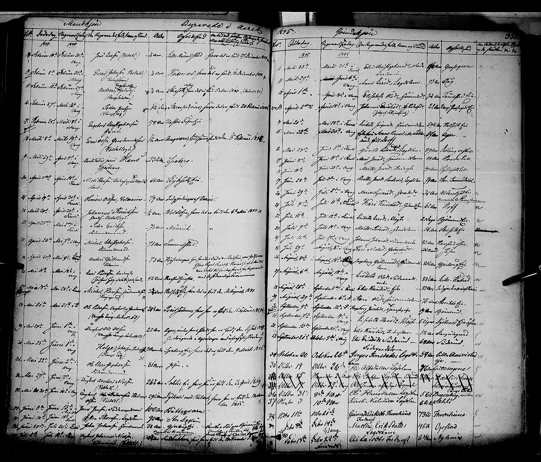 Vang prestekontor, Hedmark, AV/SAH-PREST-008/H/Ha/Haa/L0010: Parish register (official) no. 10, 1841-1855, p. 353