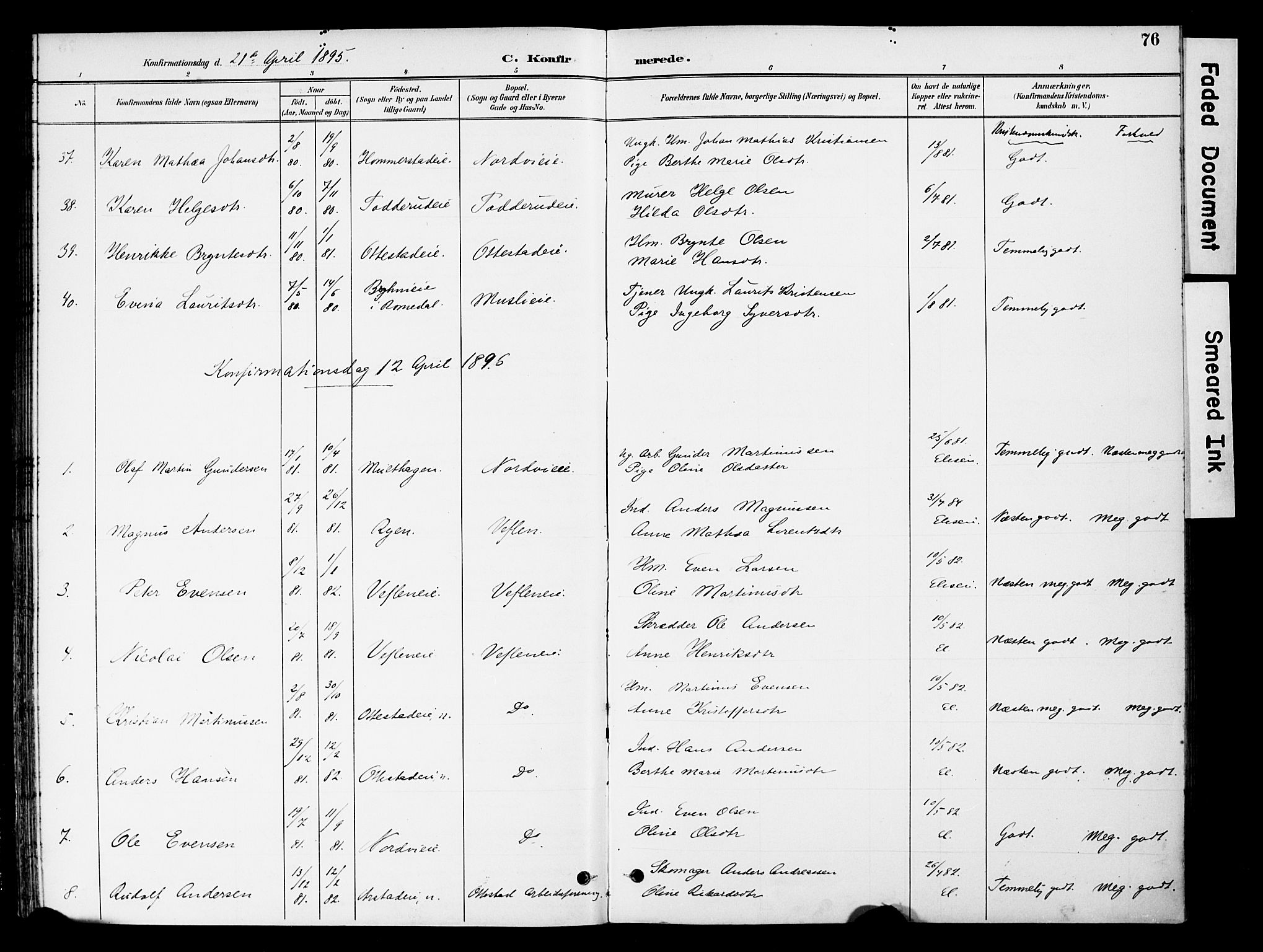 Stange prestekontor, AV/SAH-PREST-002/K/L0021: Parish register (official) no. 21, 1891-1902, p. 76