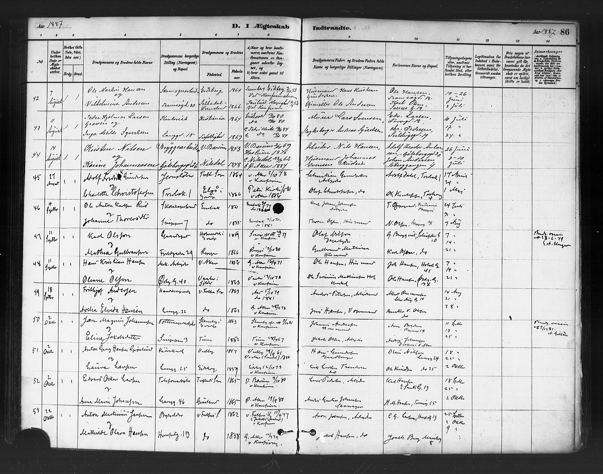 Petrus prestekontor Kirkebøker, AV/SAO-A-10872/F/Fa/L0002: Parish register (official) no. 2, 1881-1896, p. 86