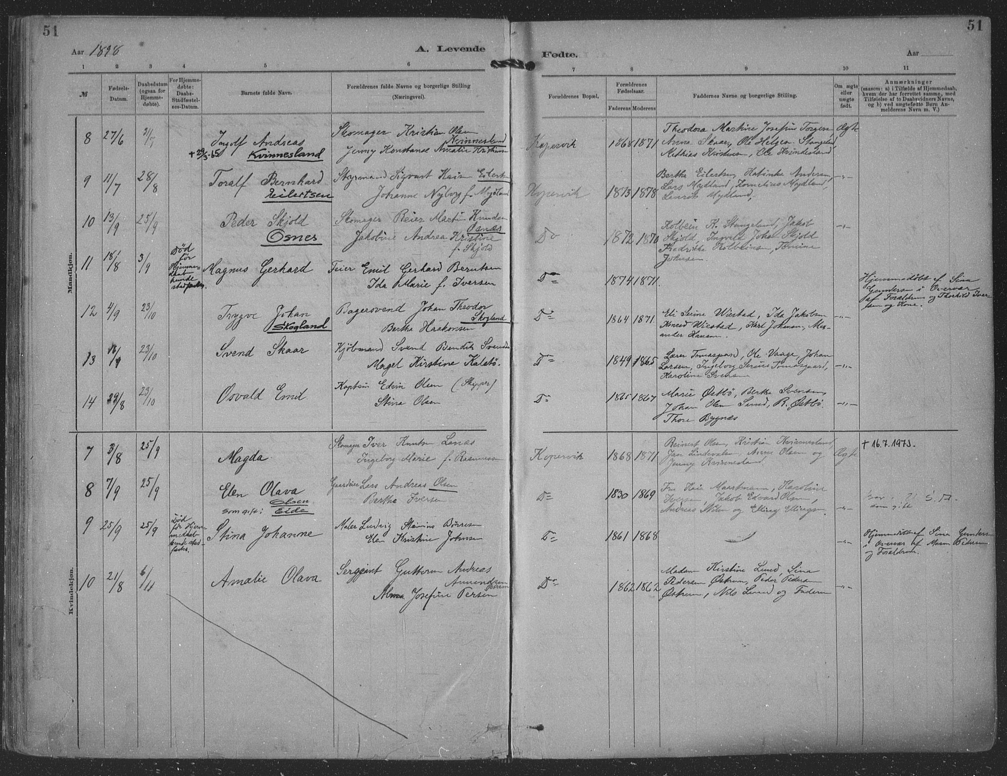 Kopervik sokneprestkontor, AV/SAST-A-101850/H/Ha/Haa/L0001: Parish register (official) no. A 1, 1880-1919, p. 51