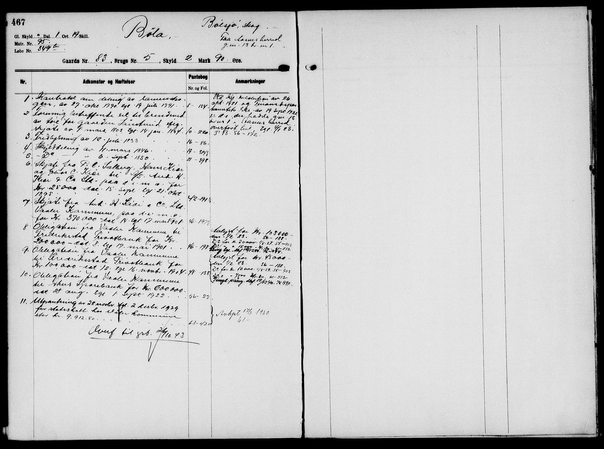 Solør tingrett, AV/SAH-TING-008/H/Ha/Hak/L0006: Mortgage register no. VI, 1900-1935, p. 467