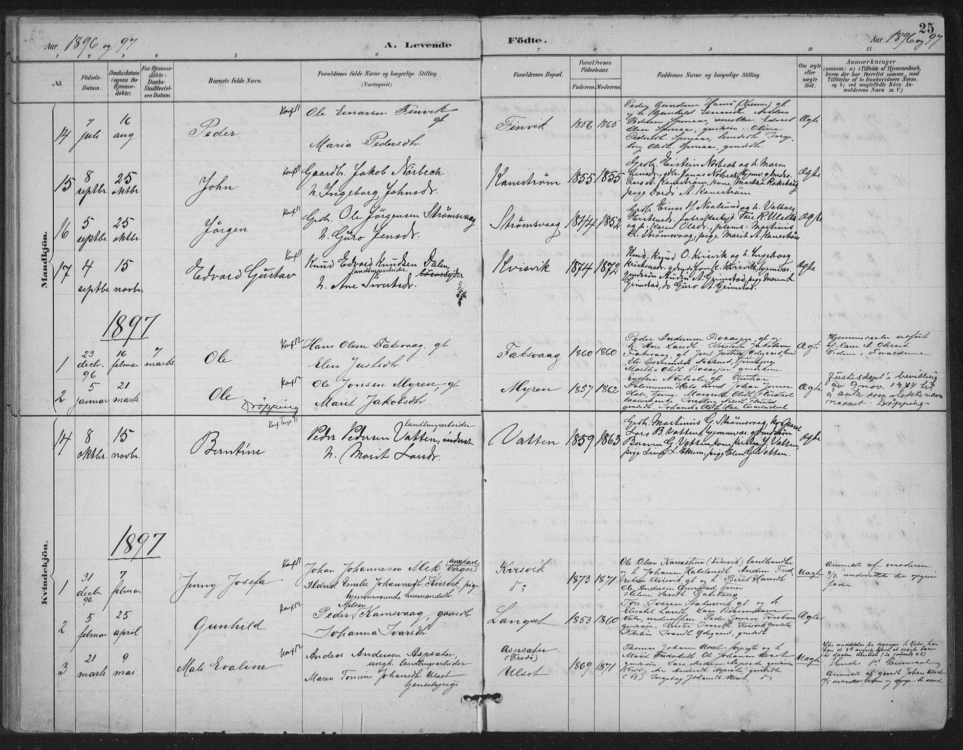 Ministerialprotokoller, klokkerbøker og fødselsregistre - Møre og Romsdal, AV/SAT-A-1454/587/L1000: Parish register (official) no. 587A02, 1887-1910, p. 25