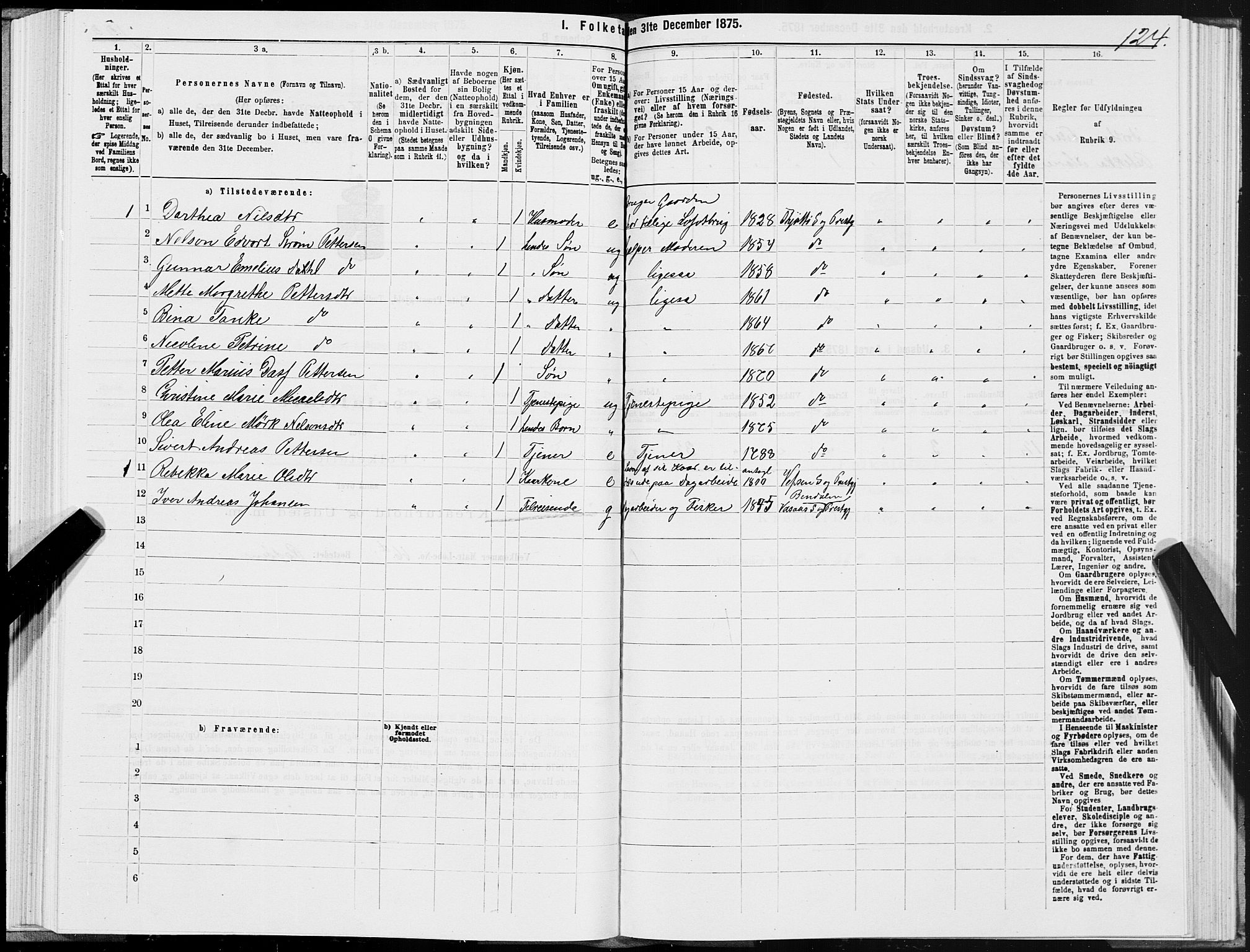 SAT, 1875 census for 1817P Tjøtta, 1875, p. 2124