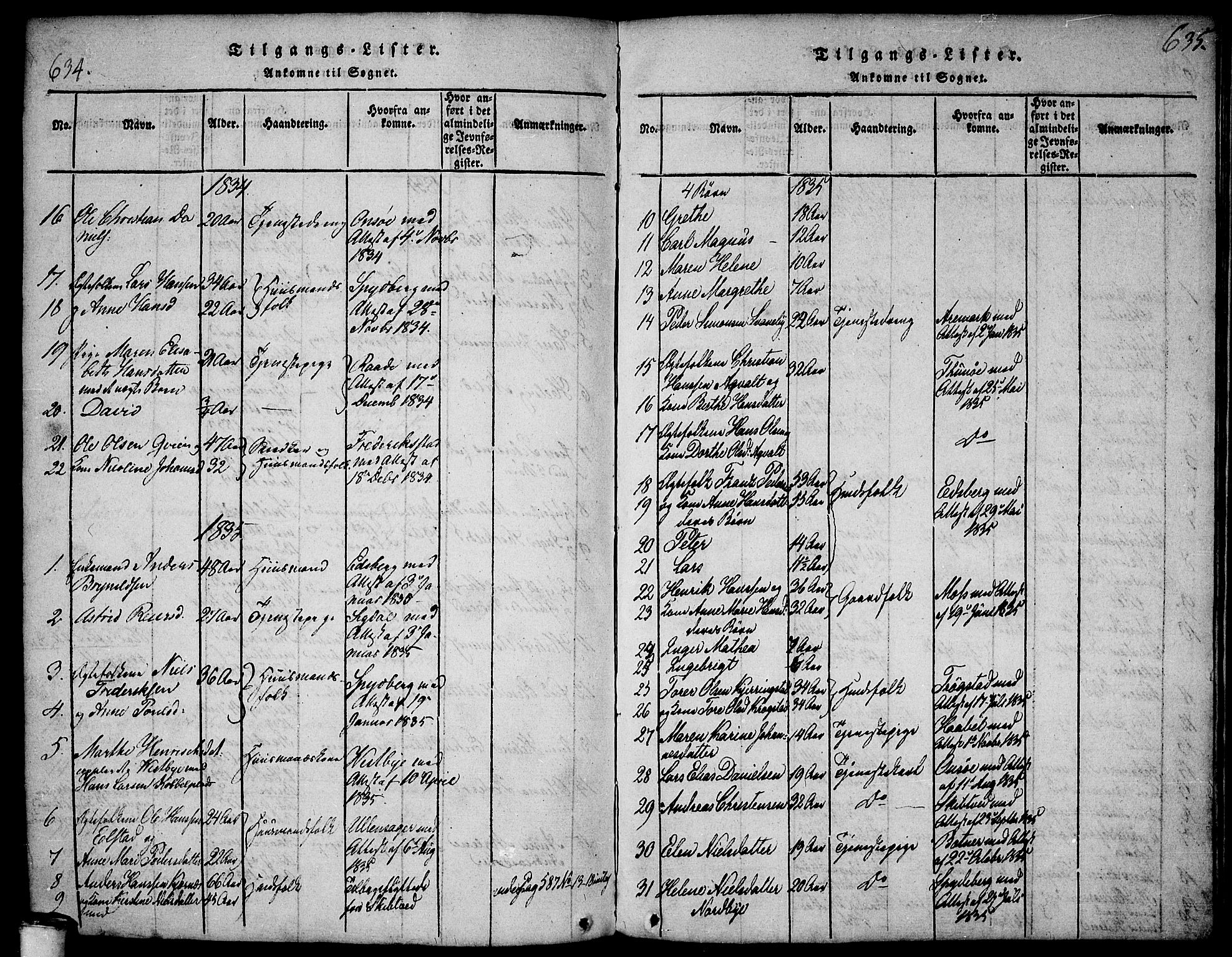 Våler prestekontor Kirkebøker, AV/SAO-A-11083/F/Fa/L0005: Parish register (official) no. I 5, 1815-1839, p. 634-635