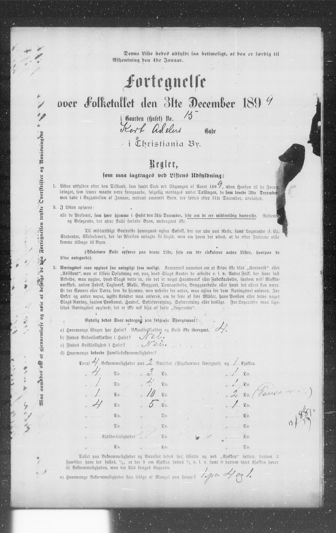 OBA, Municipal Census 1899 for Kristiania, 1899, p. 1779