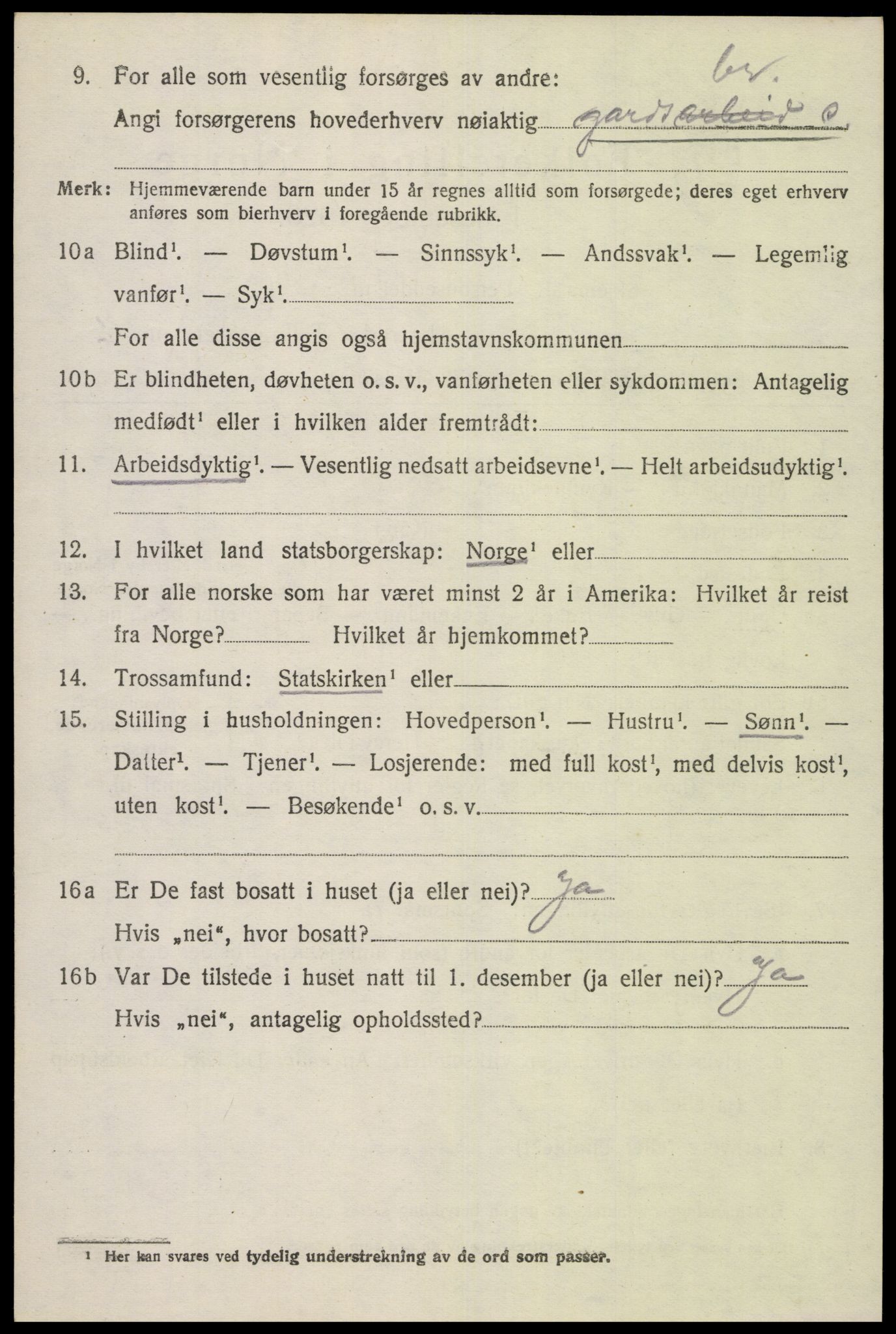 SAK, 1920 census for Gyland, 1920, p. 1349