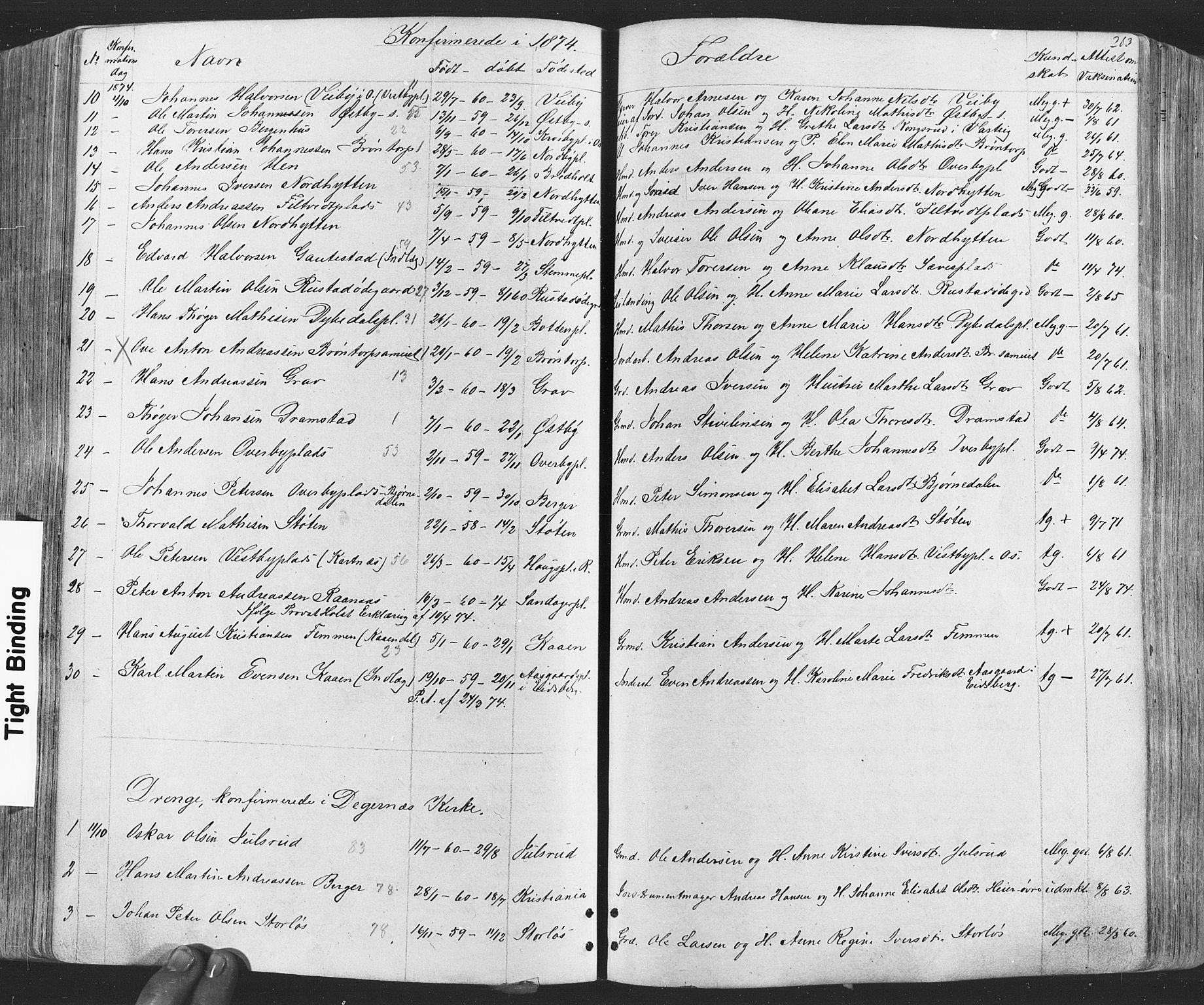 Rakkestad prestekontor Kirkebøker, AV/SAO-A-2008/F/Fa/L0011: Parish register (official) no. I 11, 1862-1877, p. 263