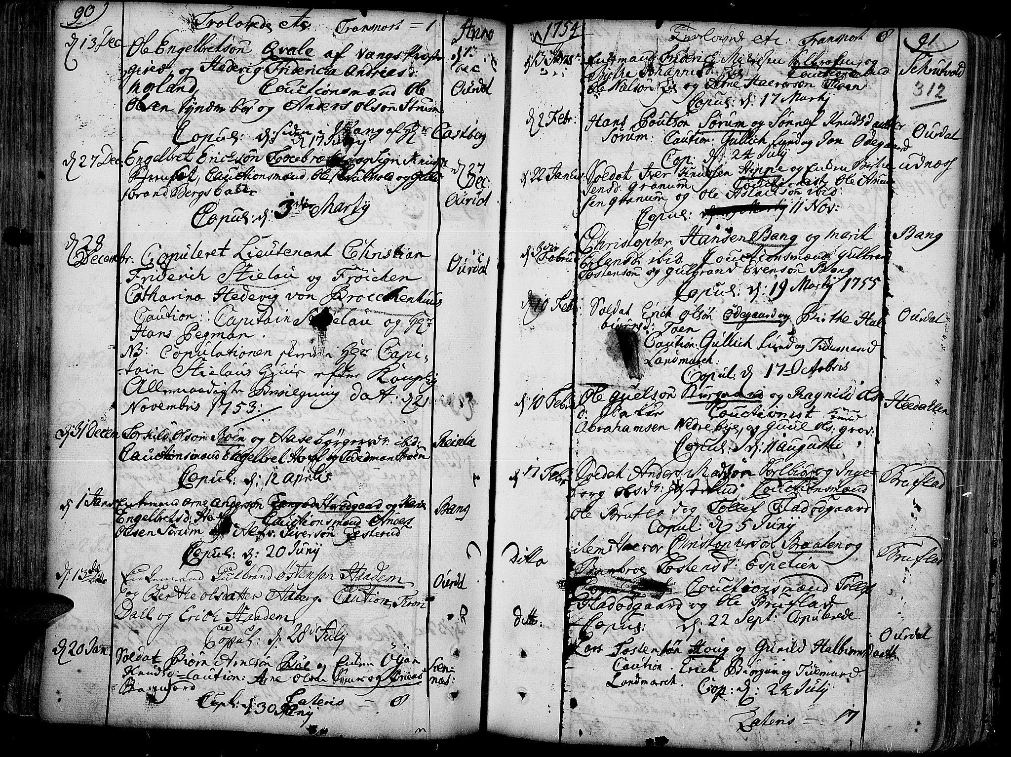 Aurdal prestekontor, AV/SAH-PREST-126/H/Ha/Haa/L0004: Parish register (official) no. 4, 1730-1762, p. 90-91