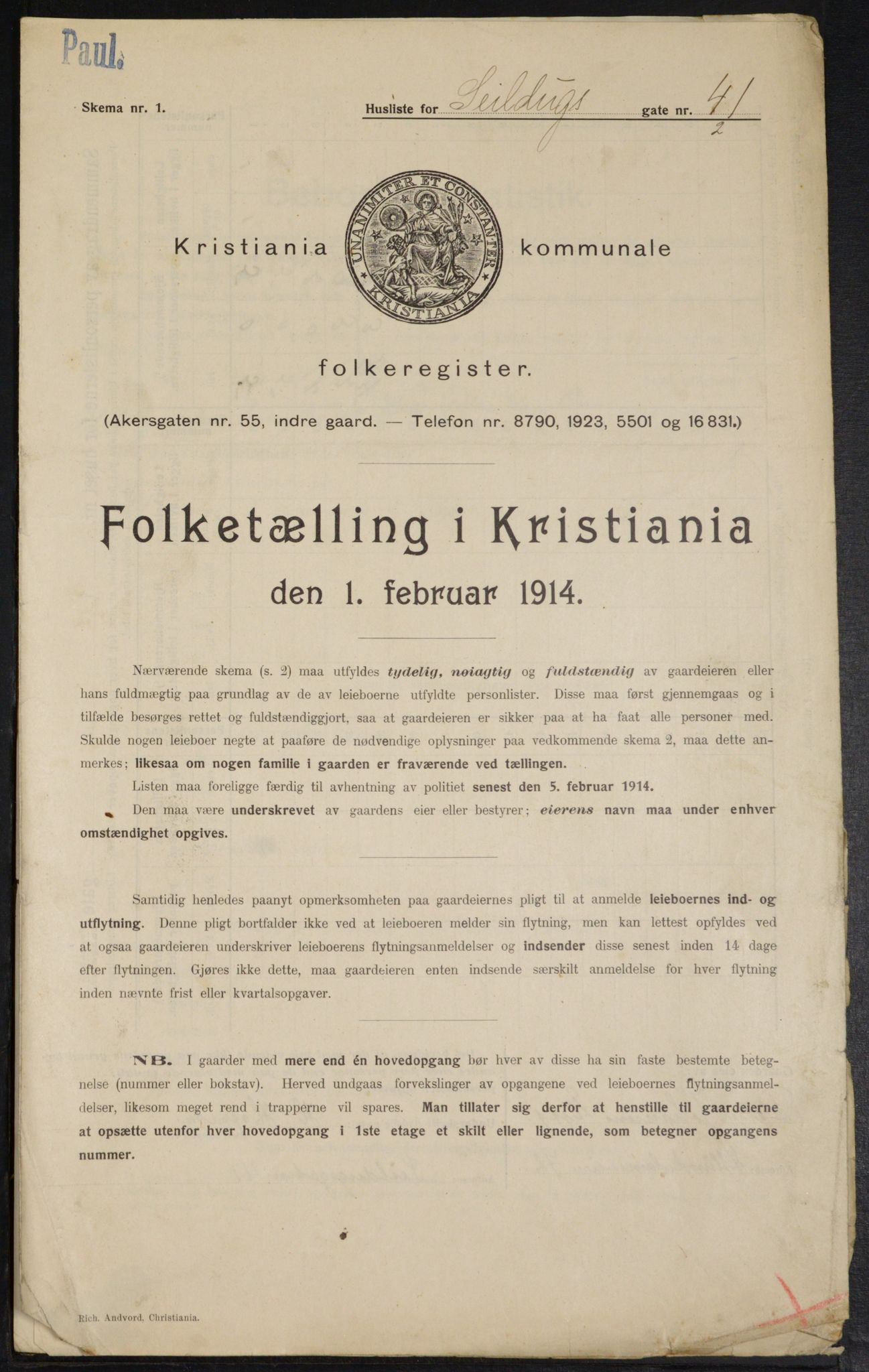 OBA, Municipal Census 1914 for Kristiania, 1914, p. 94425