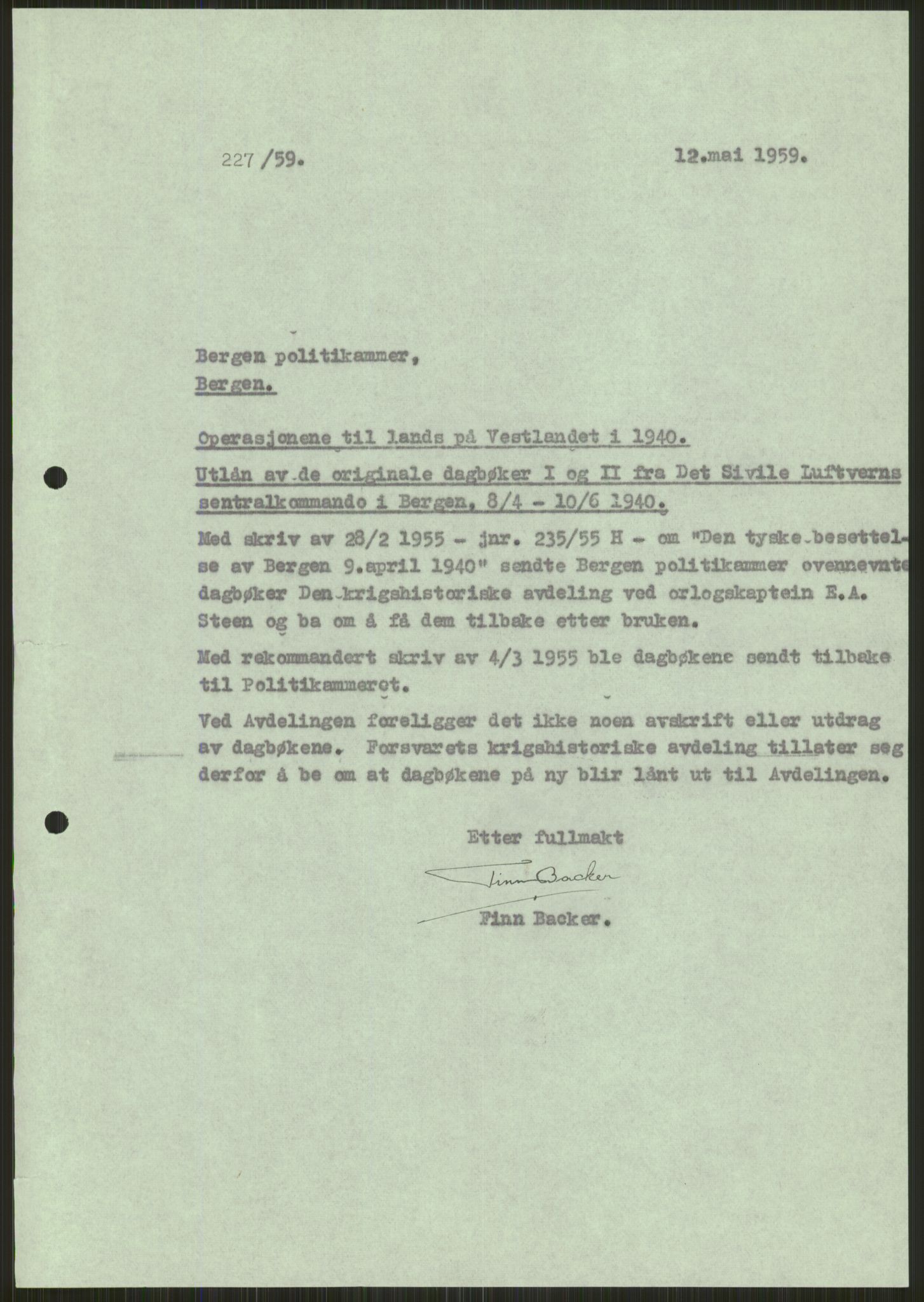 Forsvaret, Forsvarets krigshistoriske avdeling, AV/RA-RAFA-2017/Y/Ya/L0015: II-C-11-31 - Fylkesmenn.  Rapporter om krigsbegivenhetene 1940., 1940, p. 223