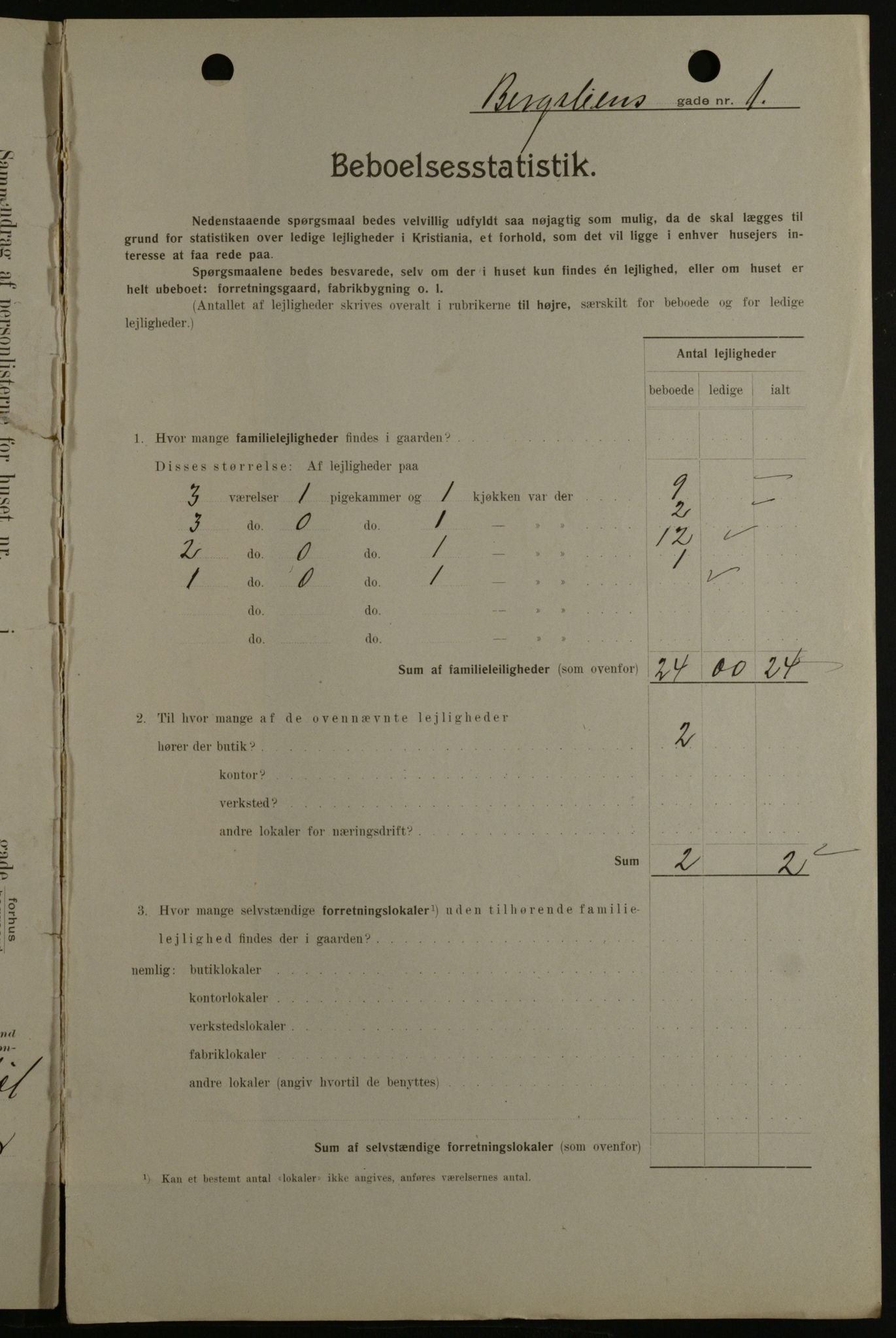 OBA, Municipal Census 1908 for Kristiania, 1908, p. 4022