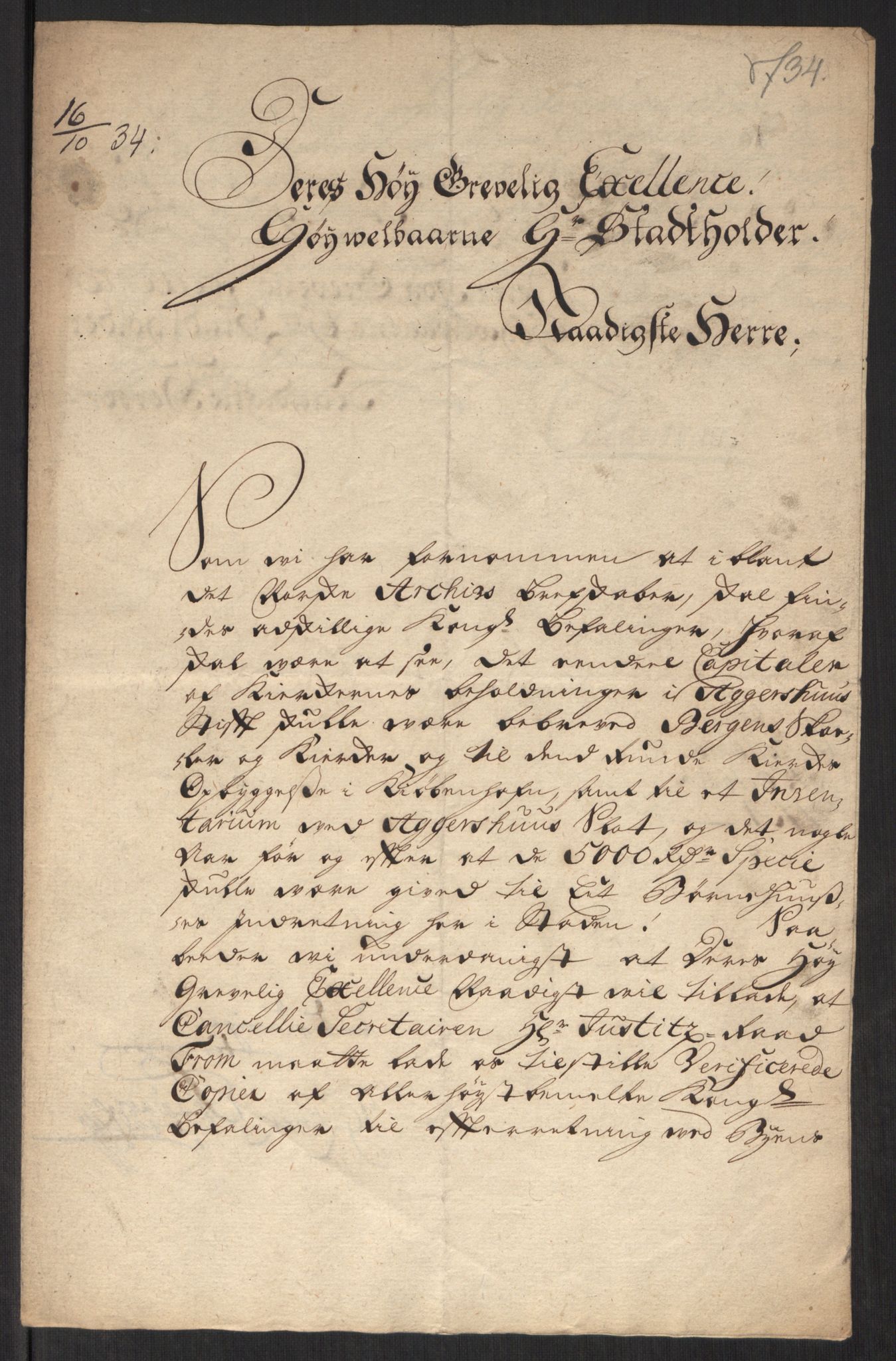 Stattholderembetet 1572-1771, AV/RA-EA-2870/Ef/L0107: Brev fra embetsmenn og andre, 1733-1734, p. 399