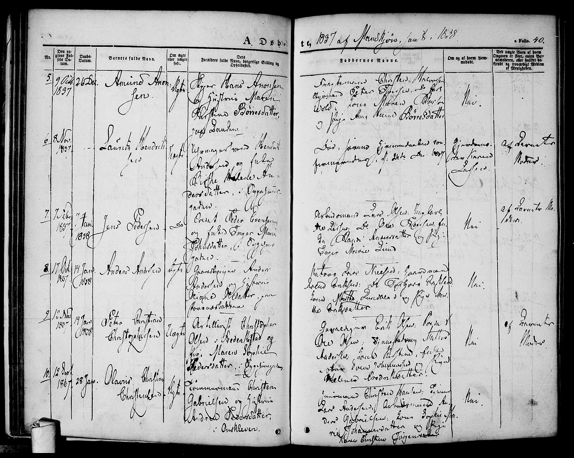 Halden prestekontor Kirkebøker, AV/SAO-A-10909/F/Fa/L0005: Parish register (official) no. I 5, 1834-1845, p. 40