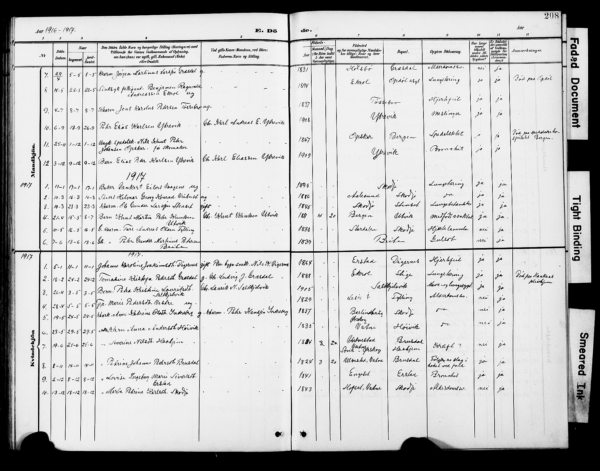 Ministerialprotokoller, klokkerbøker og fødselsregistre - Møre og Romsdal, AV/SAT-A-1454/524/L0366: Parish register (copy) no. 524C07, 1900-1931, p. 208