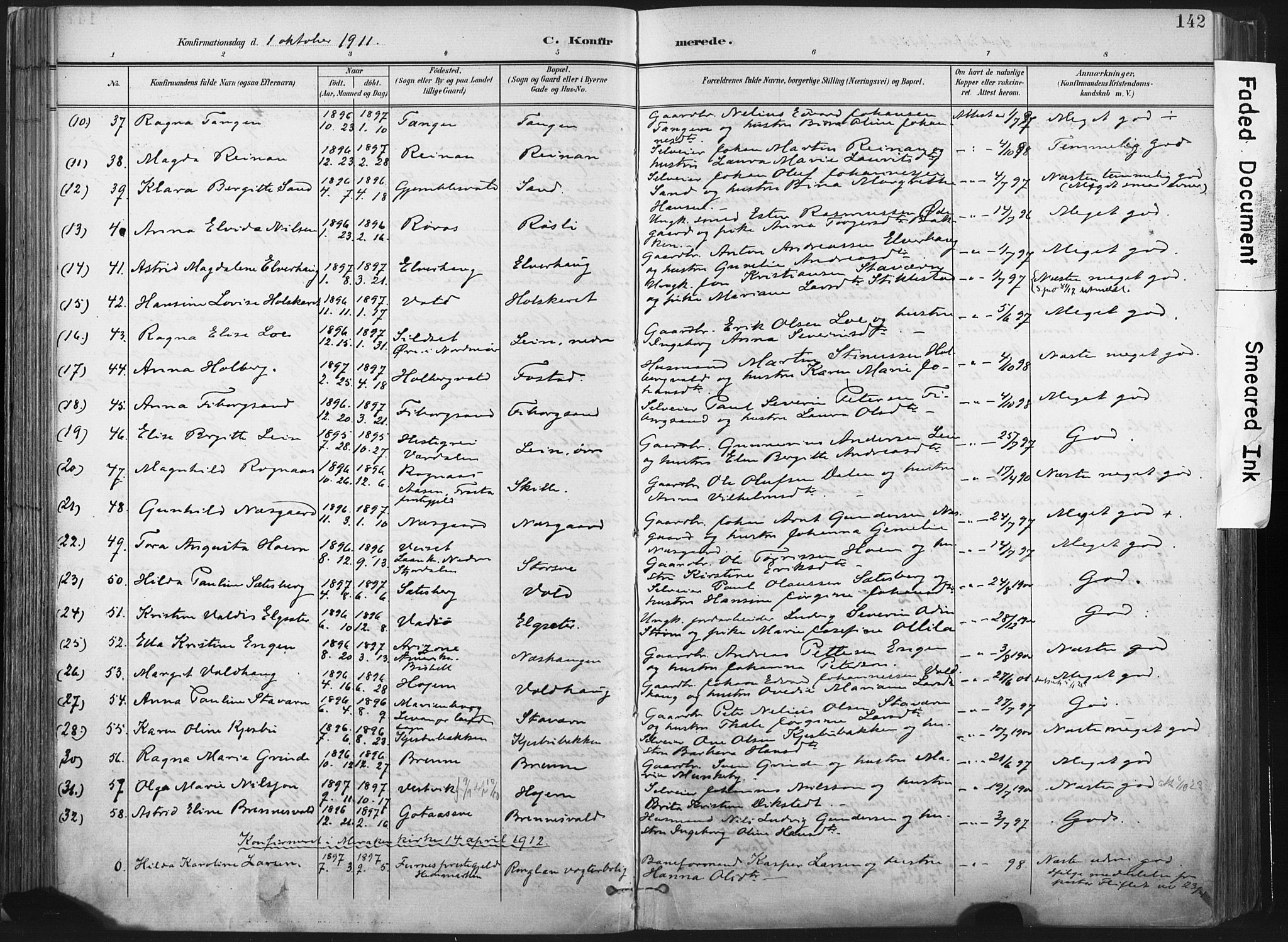 Ministerialprotokoller, klokkerbøker og fødselsregistre - Nord-Trøndelag, AV/SAT-A-1458/717/L0162: Parish register (official) no. 717A12, 1898-1923, p. 142
