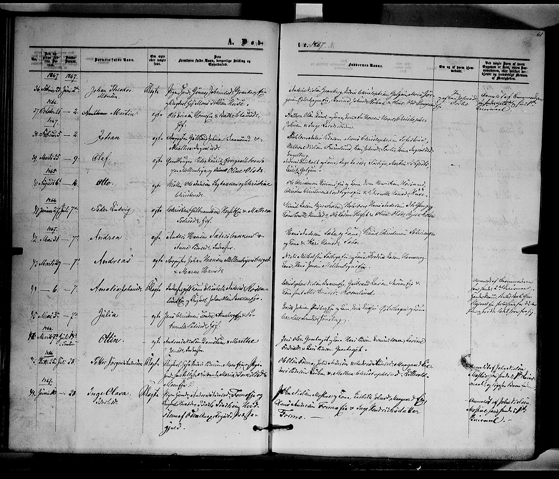 Romedal prestekontor, AV/SAH-PREST-004/K/L0005: Parish register (official) no. 5, 1862-1874, p. 61